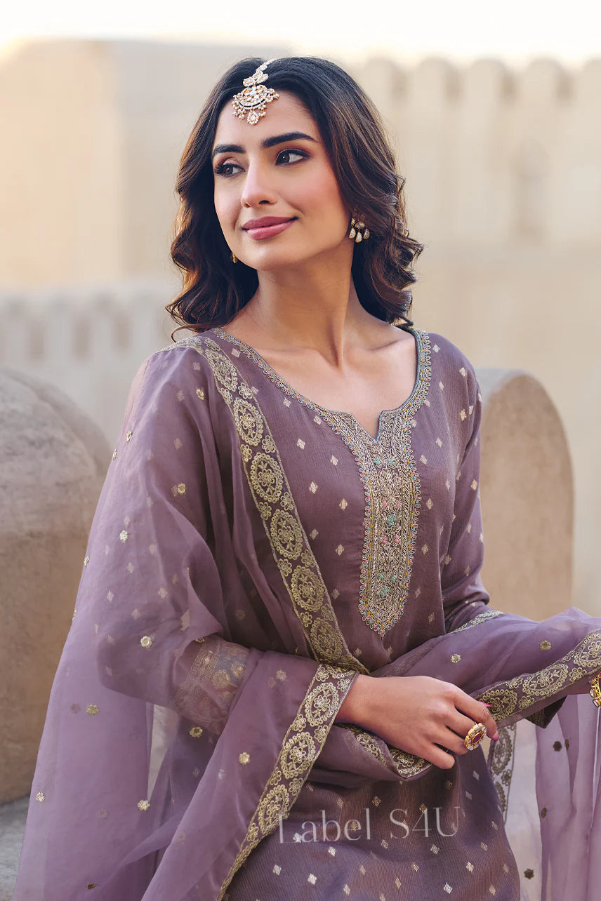 Lilac beautiful partywear sharara set