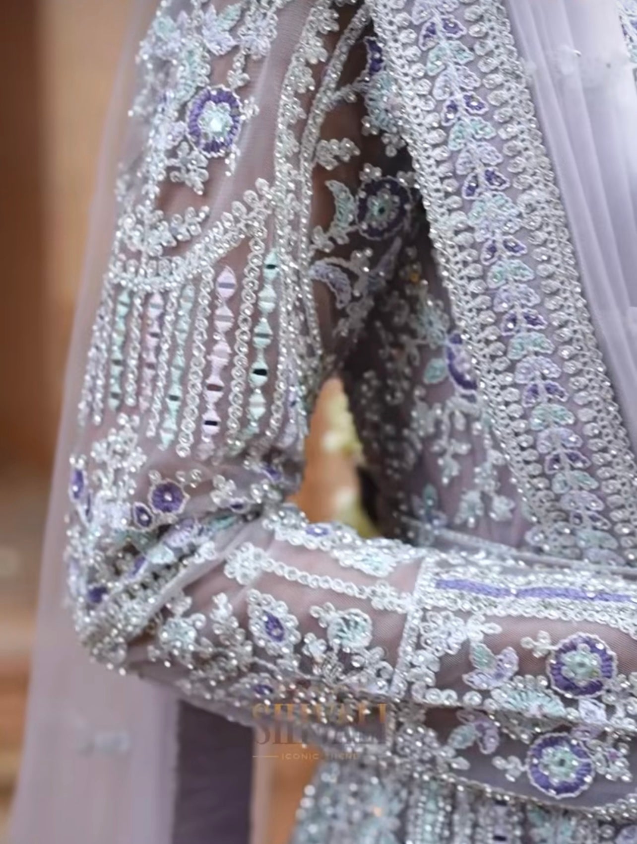 Stunning Lavender heavy handwork front slit pastel lehenga