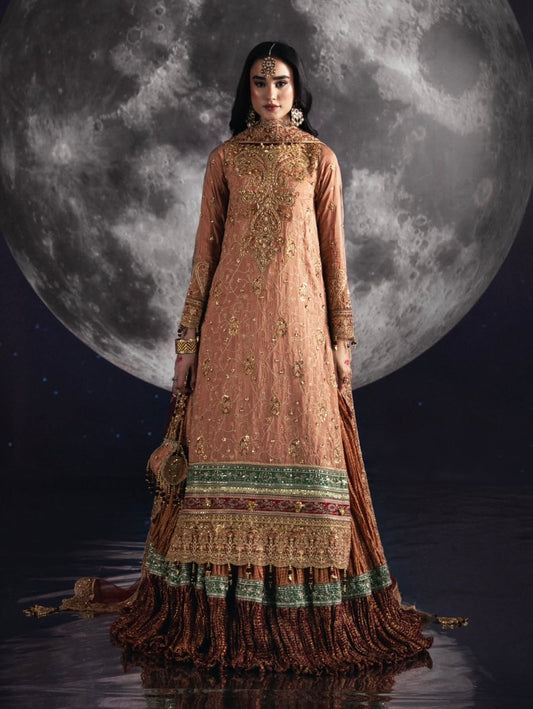 Peach stunning heavy party wedding wear sharara suit