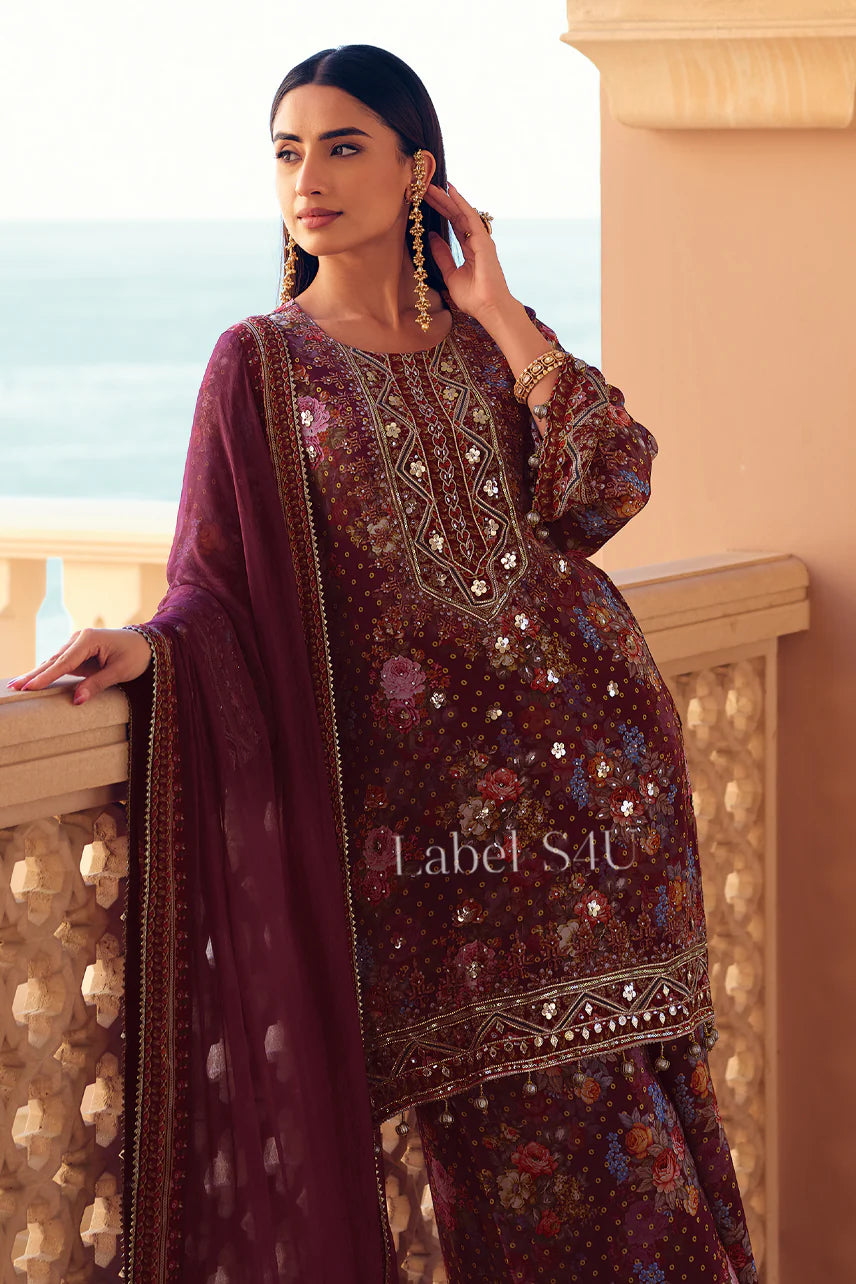 Wine partywear kurta palazzo set