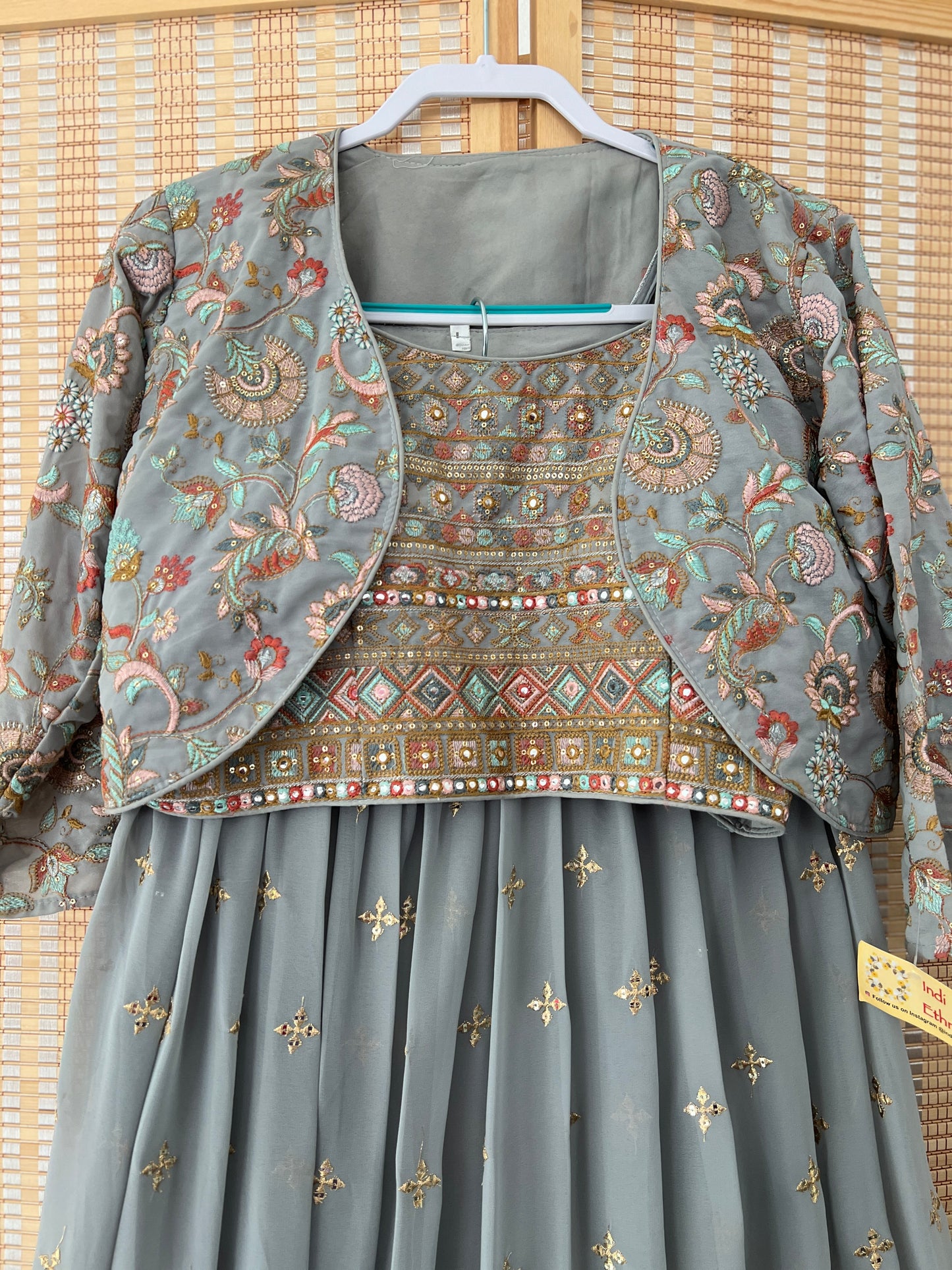 Grey embroidered lehenga choli