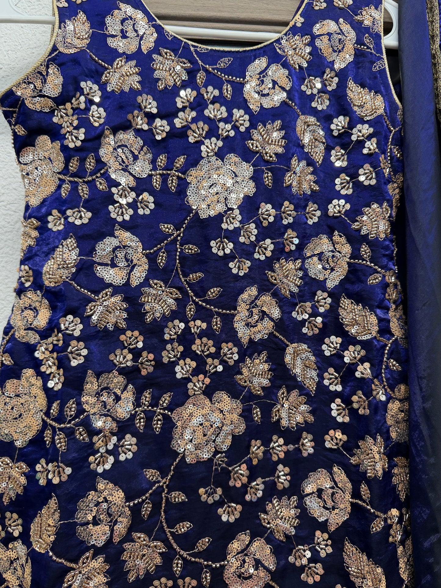 Girls Blue heavy handwork top palazzo dupatta