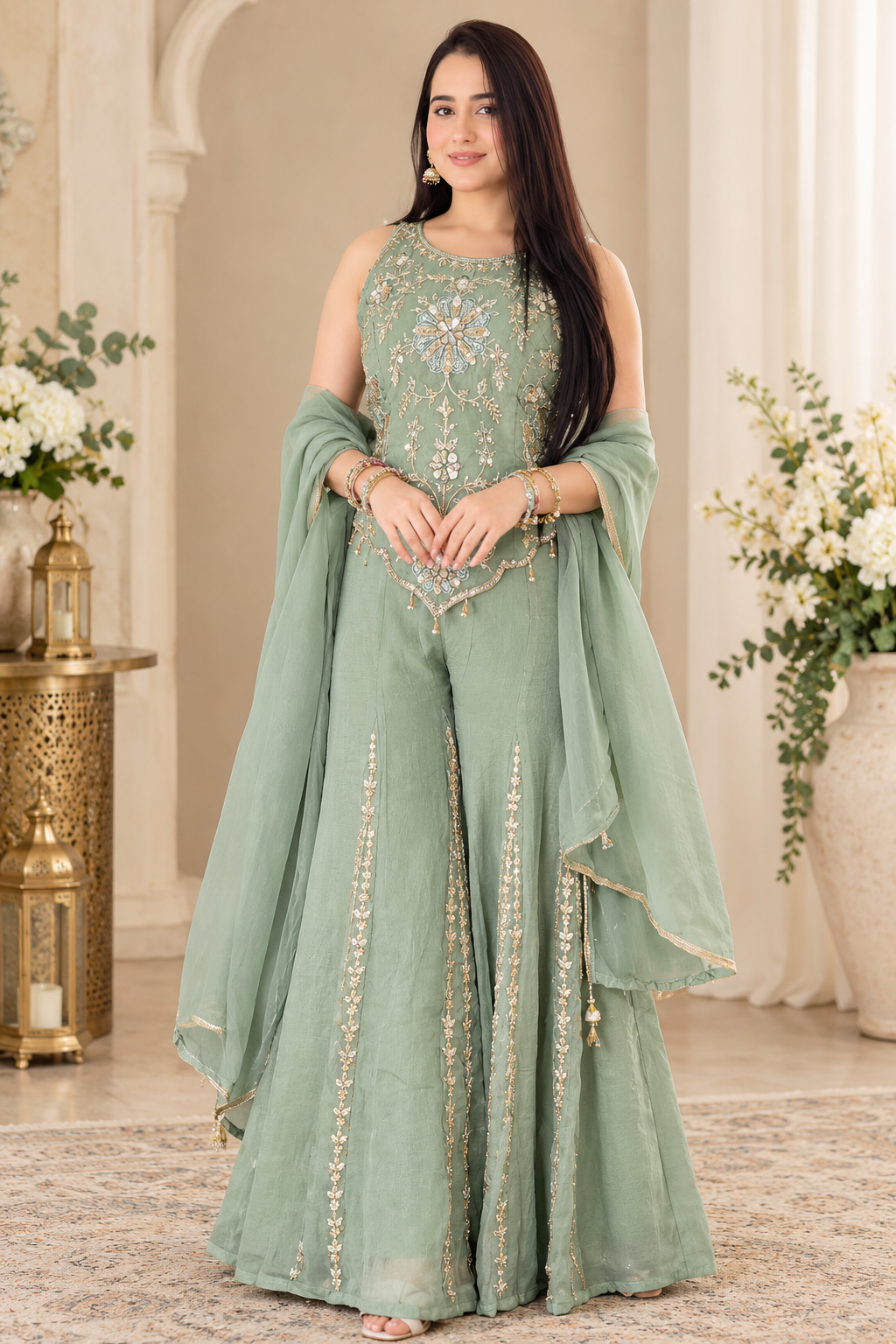 Sage Beautiful handwork corset indo western