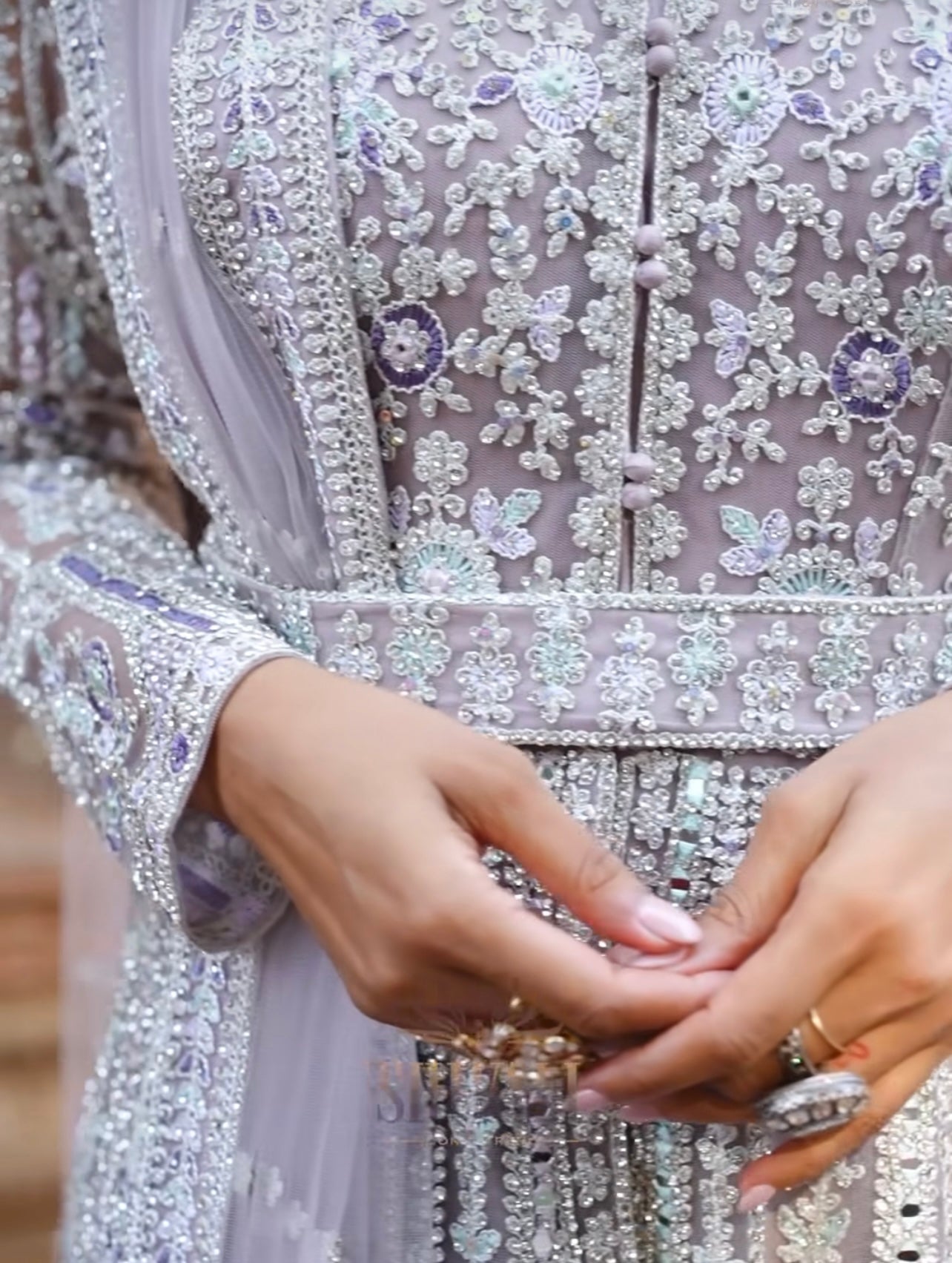 Stunning Lavender heavy handwork front slit pastel lehenga