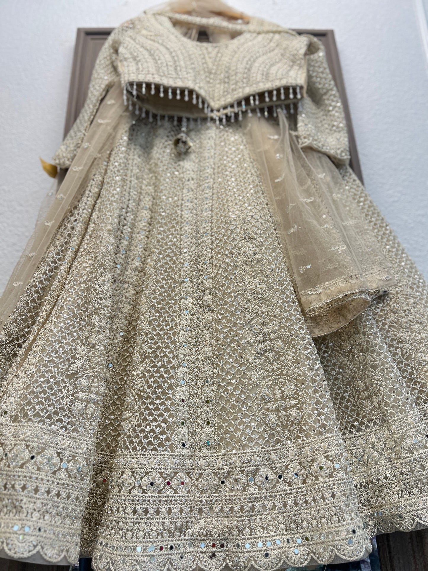 Cream heavy handwork festive lehenga