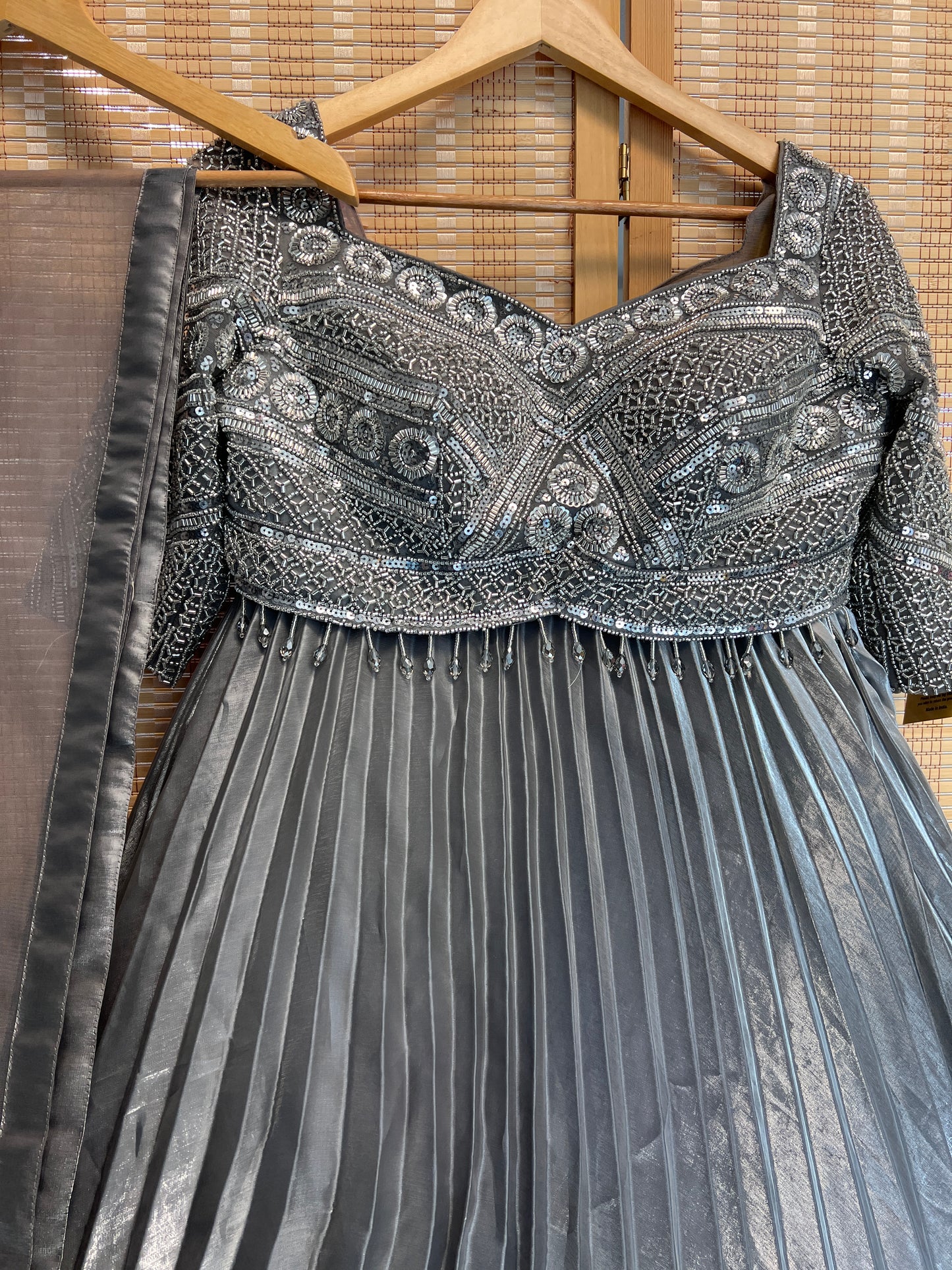 Grey heavy handwork lehenga choli with dupatta
