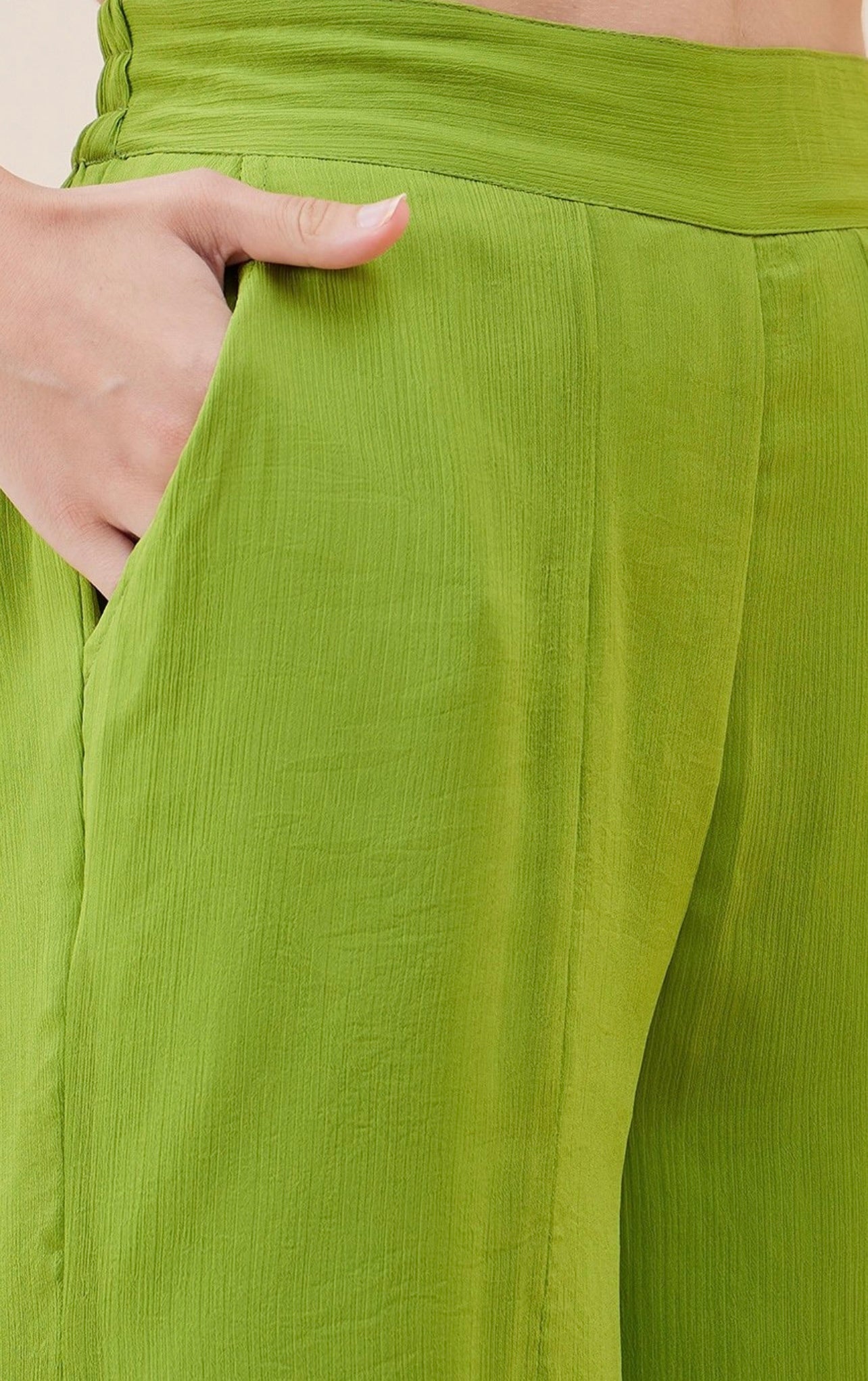 Parrot green stylish handwork pure georgette kaftan co-ord set