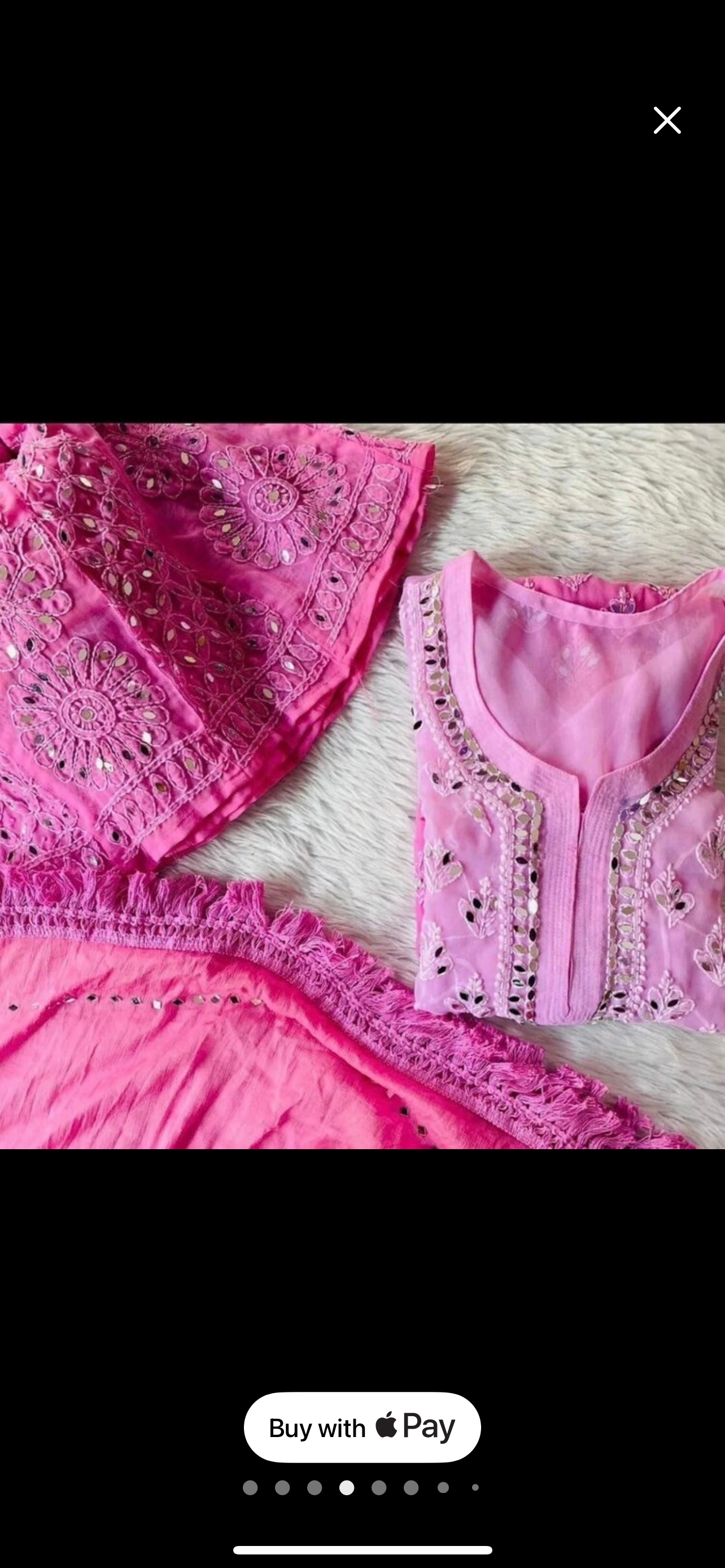 Hot Pink ombre heavy mirror chikankari suit