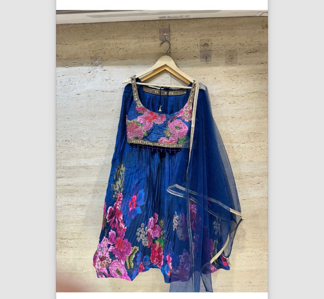 Blue beautiful handwork and mirror work partywear lehenga
