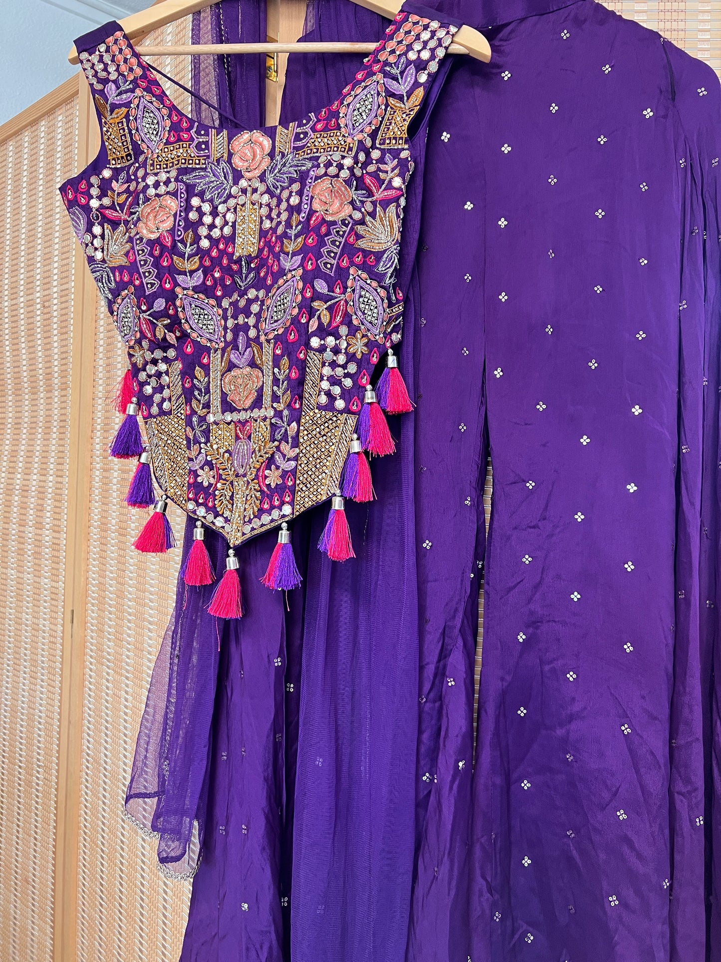 Purple heavy handwork indo western