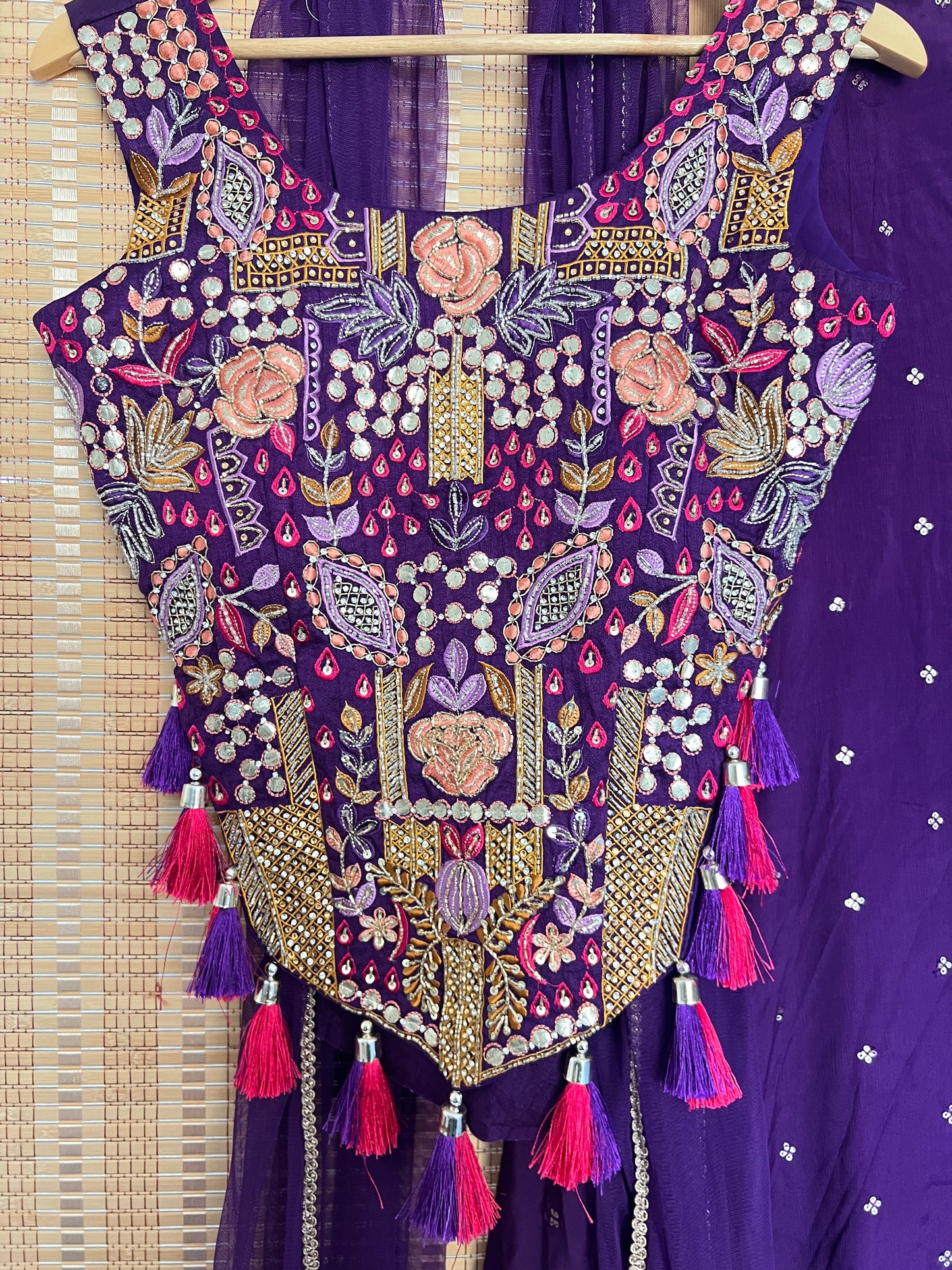 Purple heavy handwork indo western