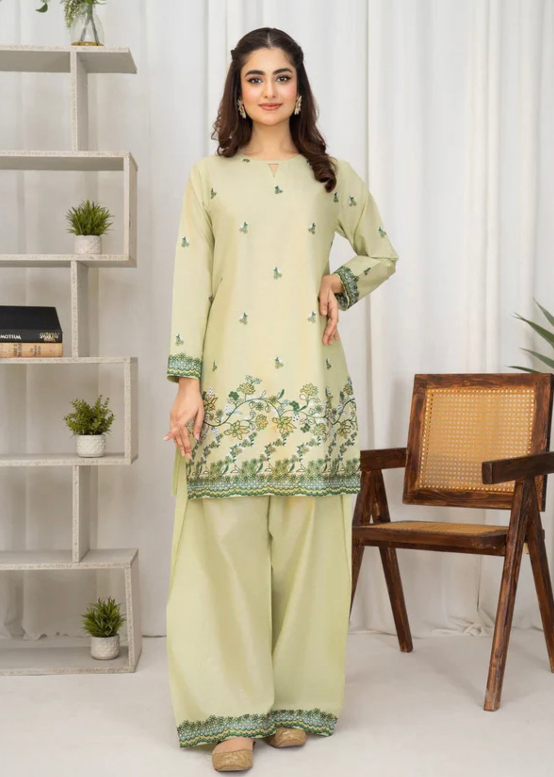 Pistachio farshi salwar suit with beautiful embroidery