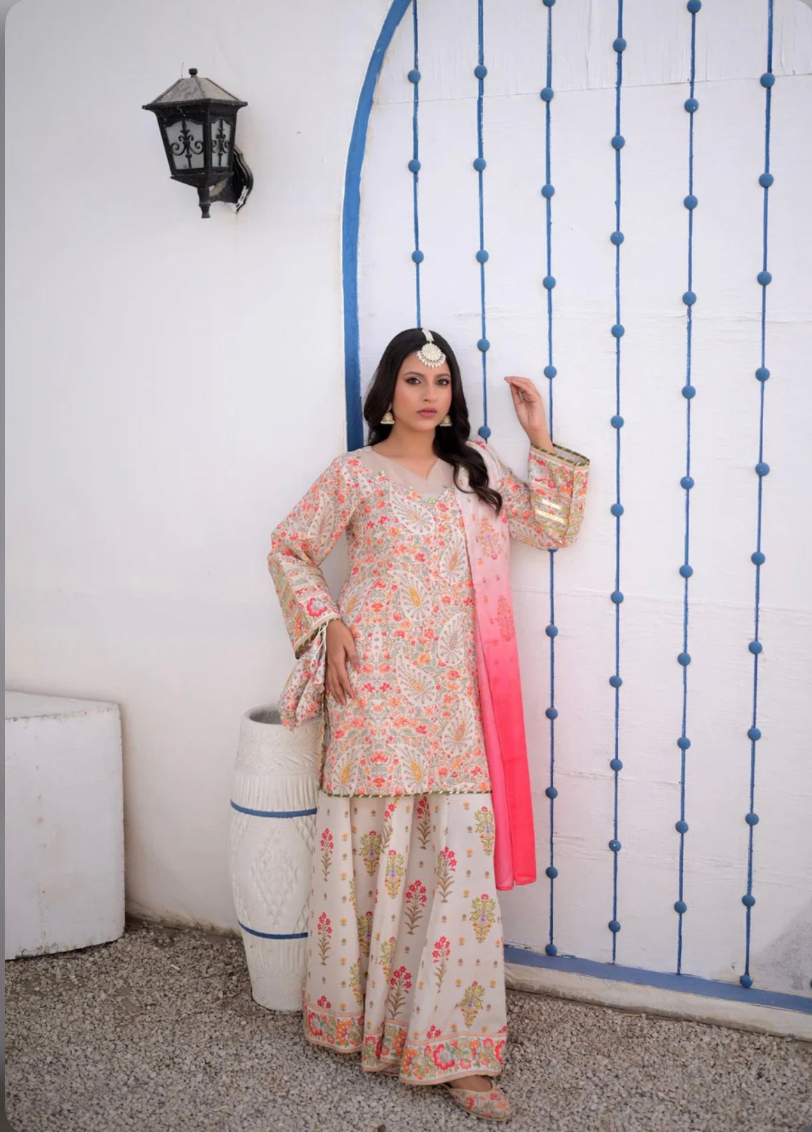 Plus size beautiful printed sharara set