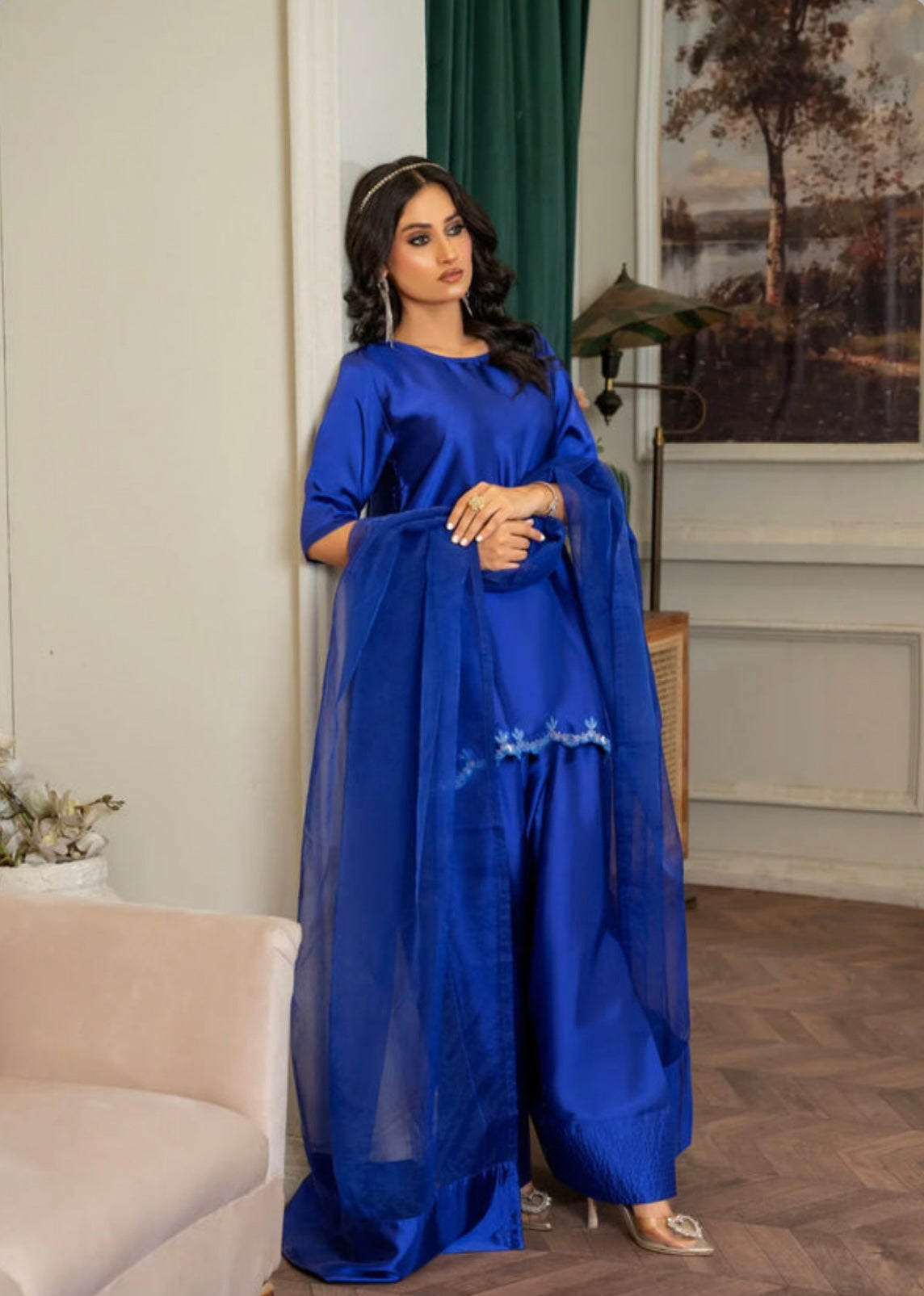 Blue viscose farshi salwar suit