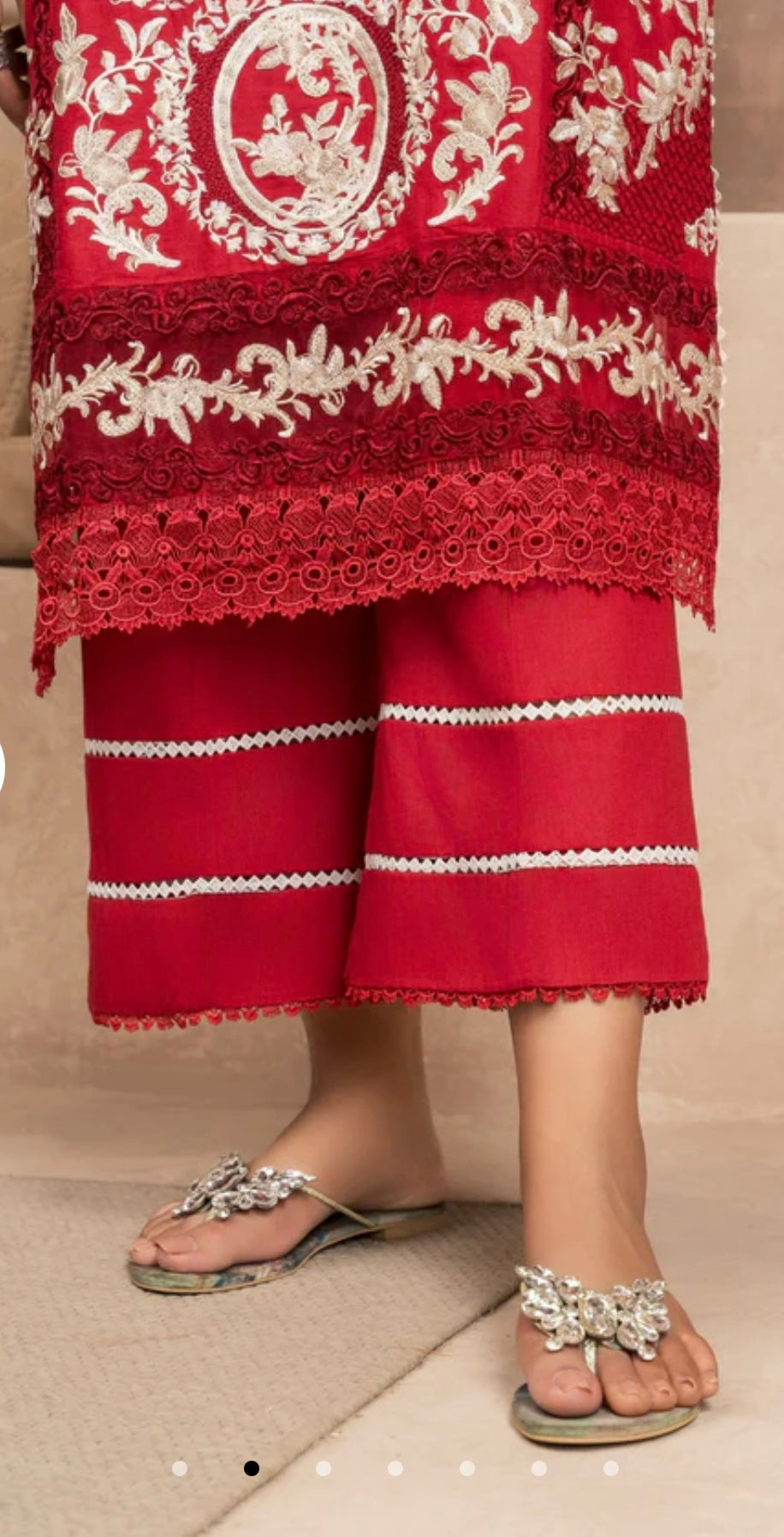 Red pakistani style heavy beautiful embroidered kurta set
