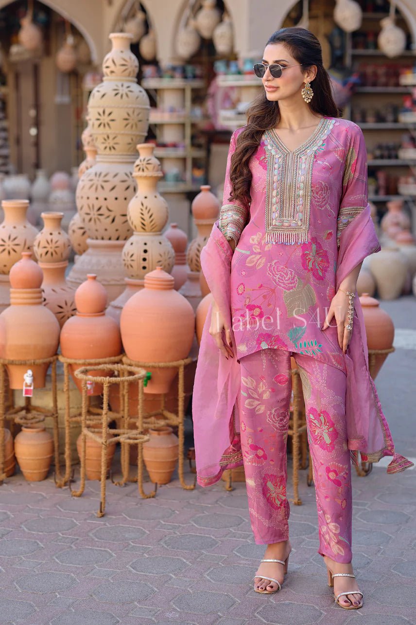 Pink stunning co-ord set with dupatta
