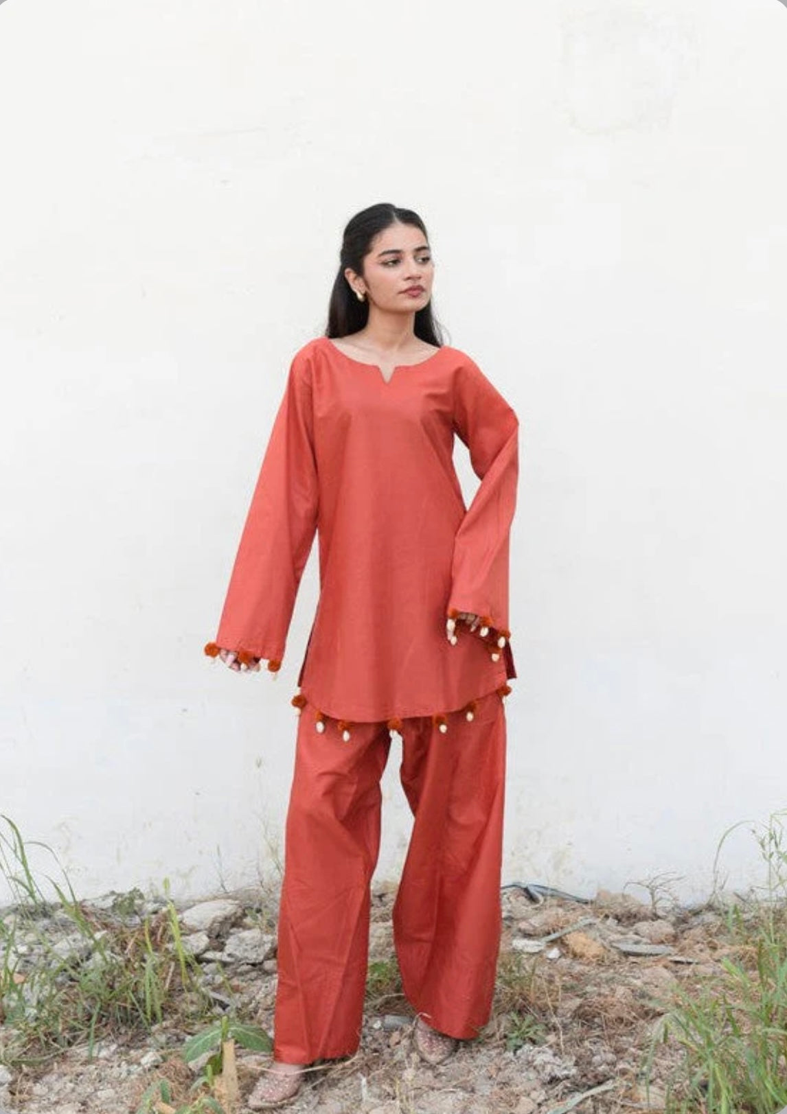 Rust Farshi salwar 2 piece co-ord set