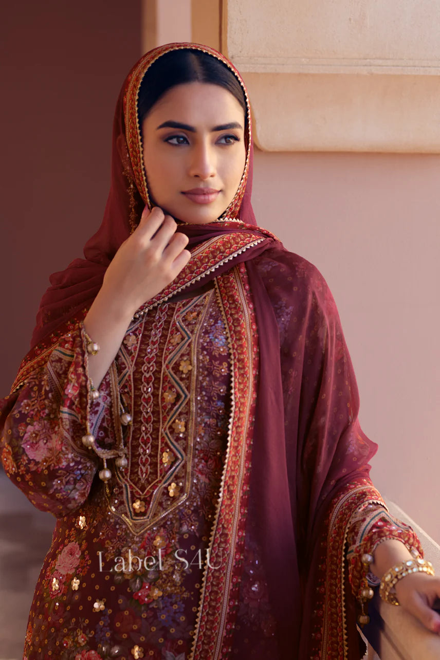 Wine partywear kurta palazzo set