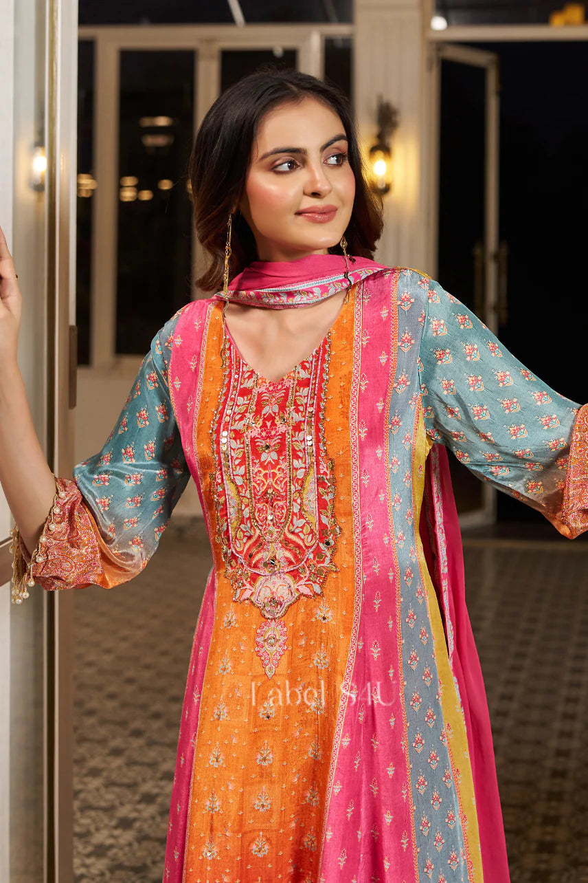Pure crepe sharara suit