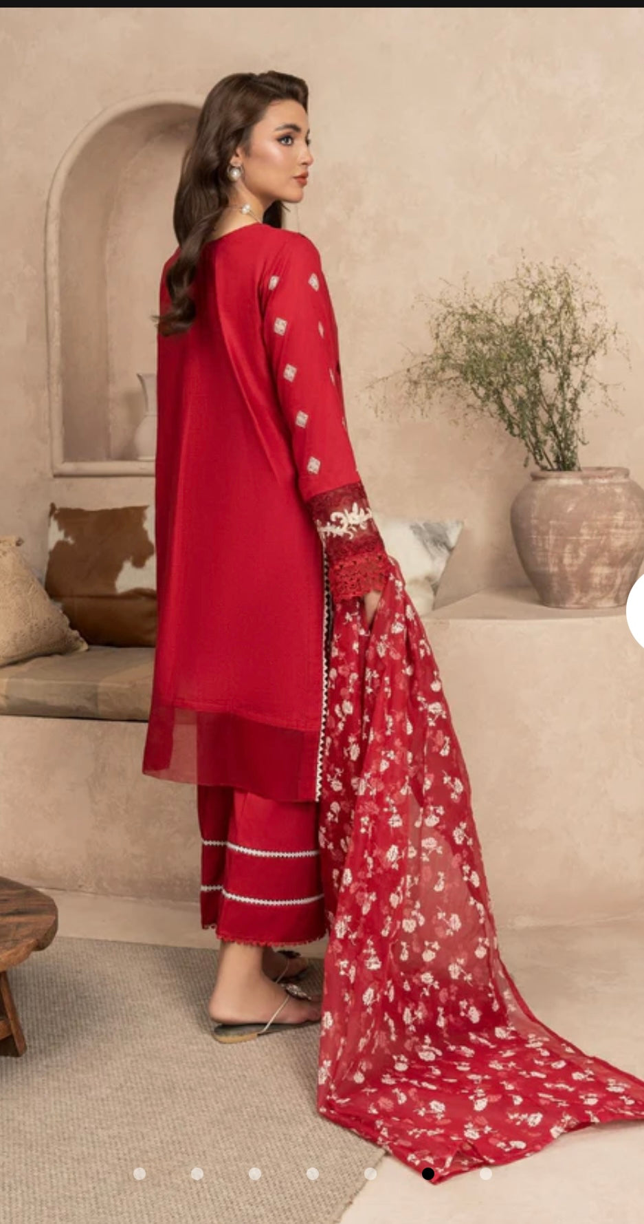 Red pakistani style heavy beautiful embroidered kurta set
