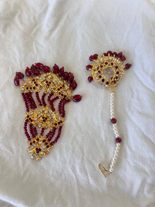 Maroon mang tika and side passa set