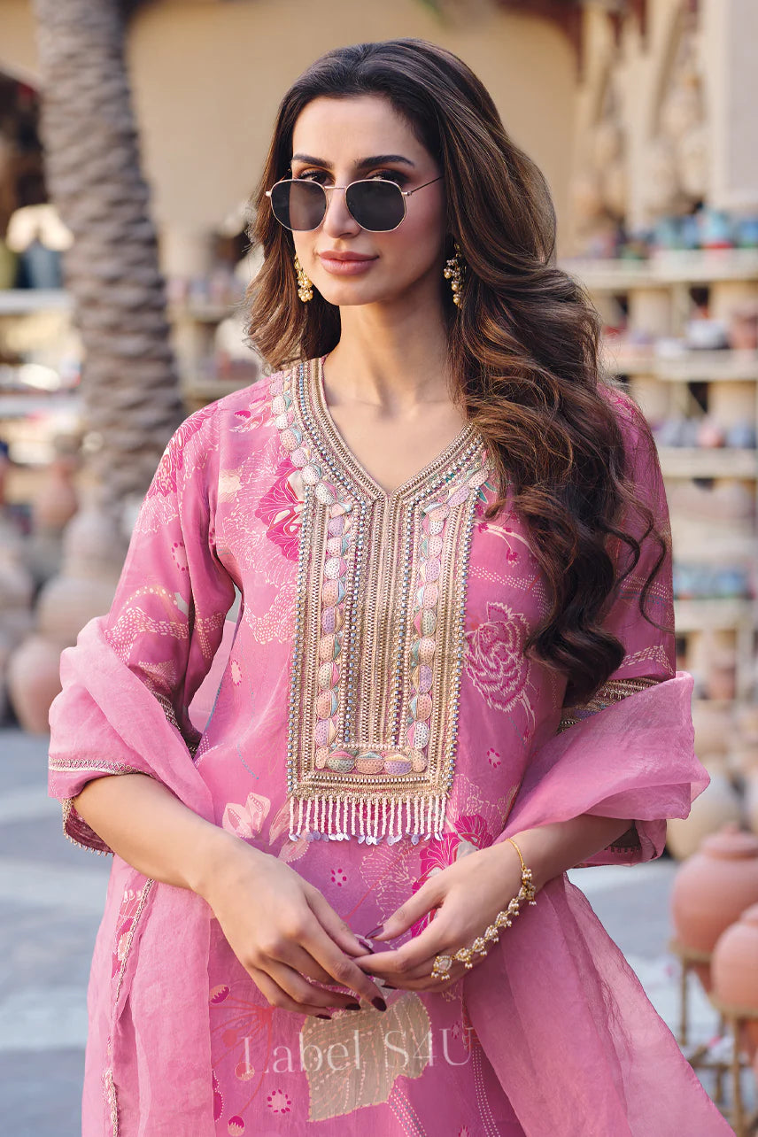 Pink stunning co-ord set with dupatta