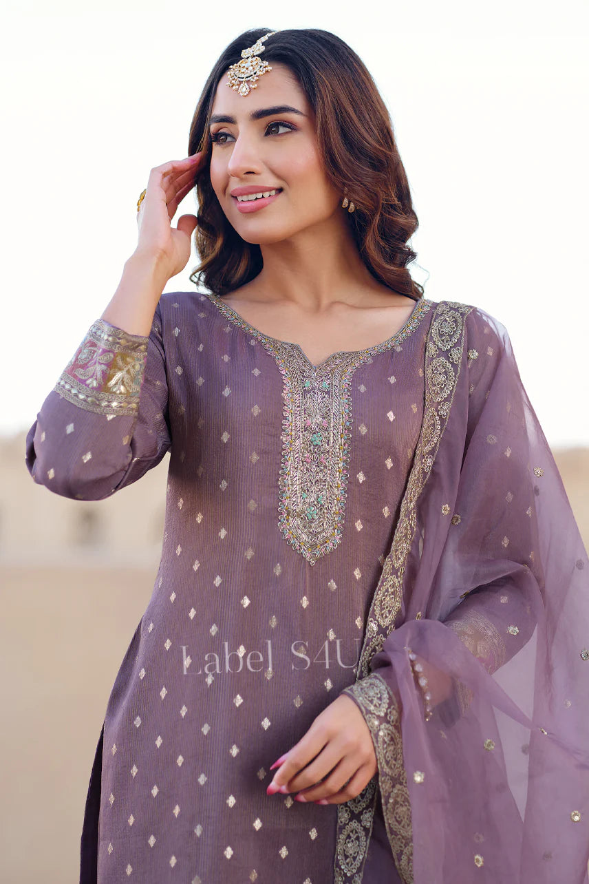 Lilac beautiful partywear sharara set