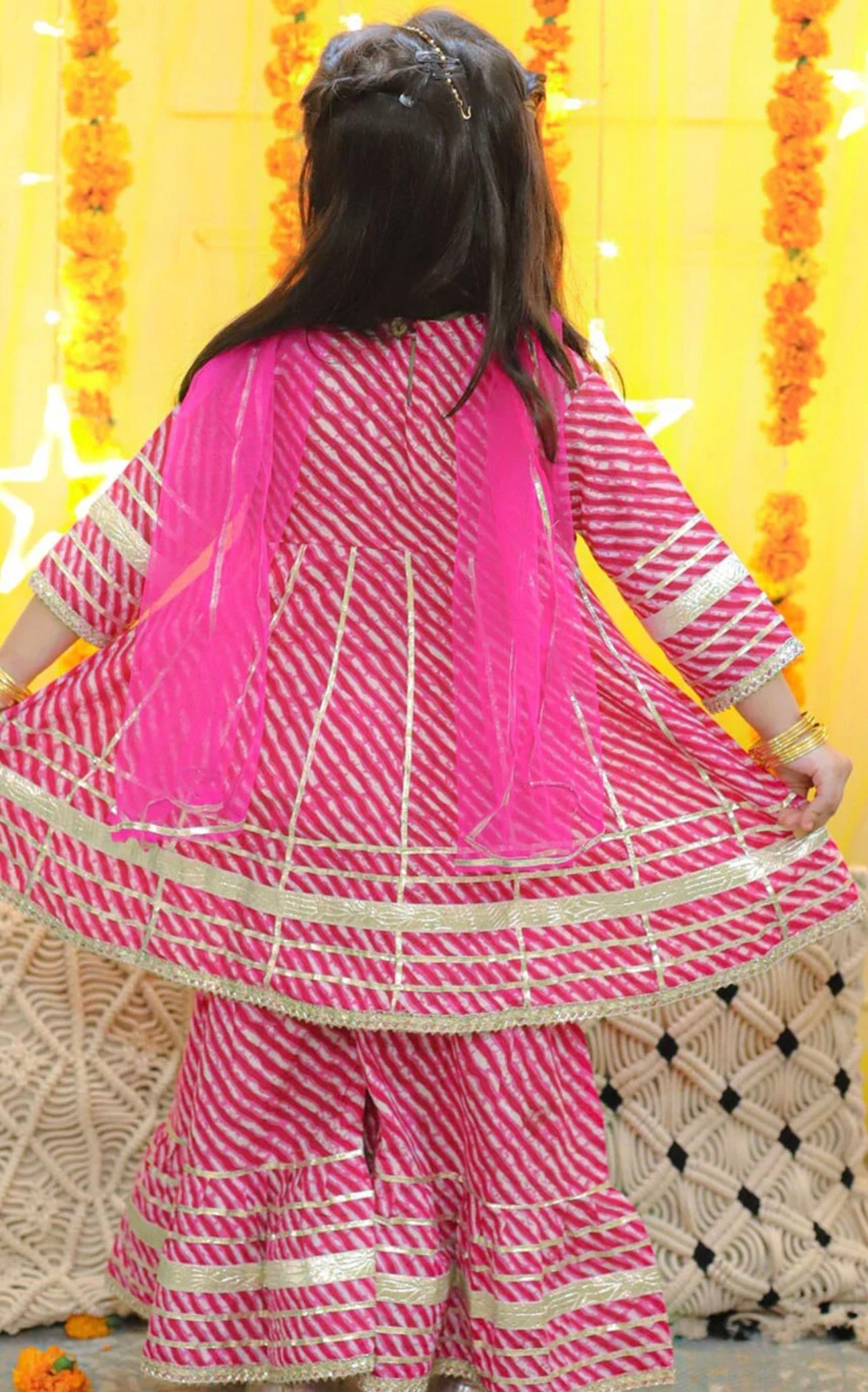 Pink pure cotton sharara set