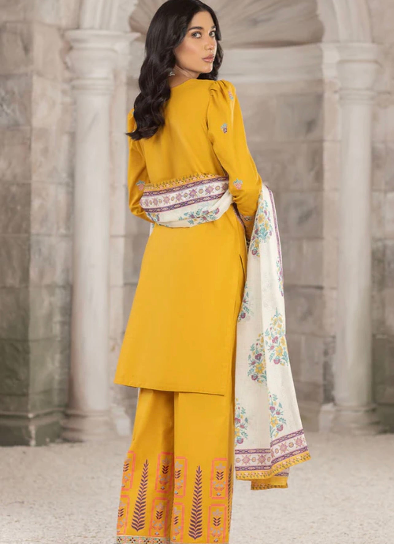Yellow beautiful heavy embroidered suit pakistani style