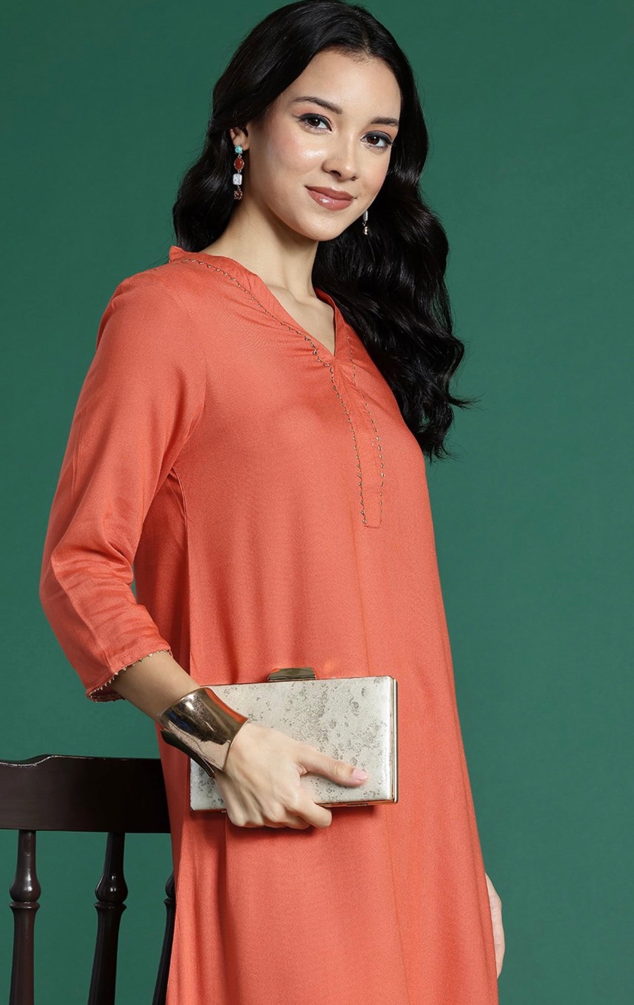 Rust casual wear kurta set