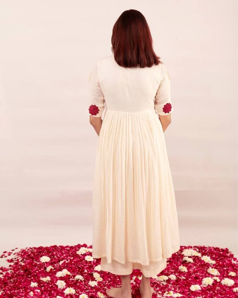Off white stylish high slits cotton casual wear co-ord set