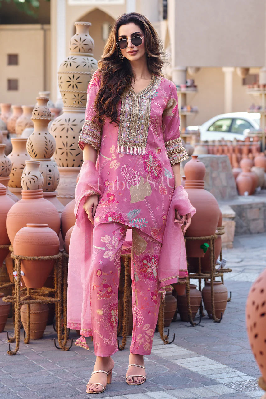 Pink stunning co-ord set with dupatta