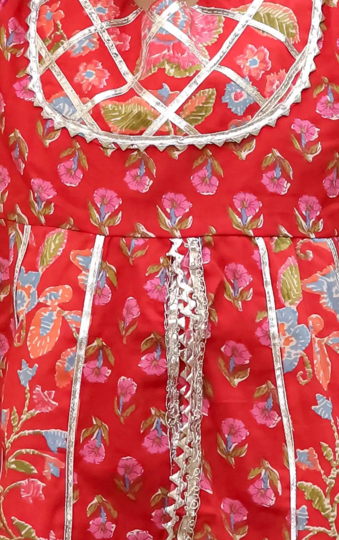 Girls Red pure cotton jaipuri sharara suit