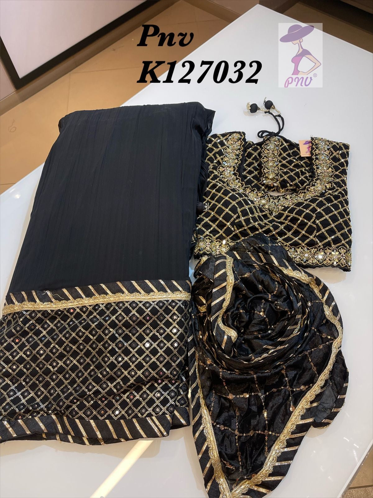 Black lehenga with handwork and beautiful sequence work