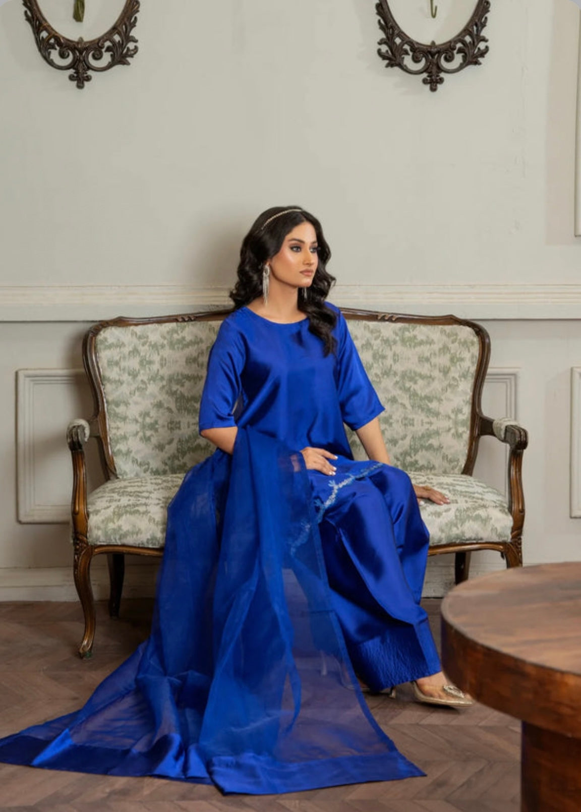 Blue viscose farshi salwar suit