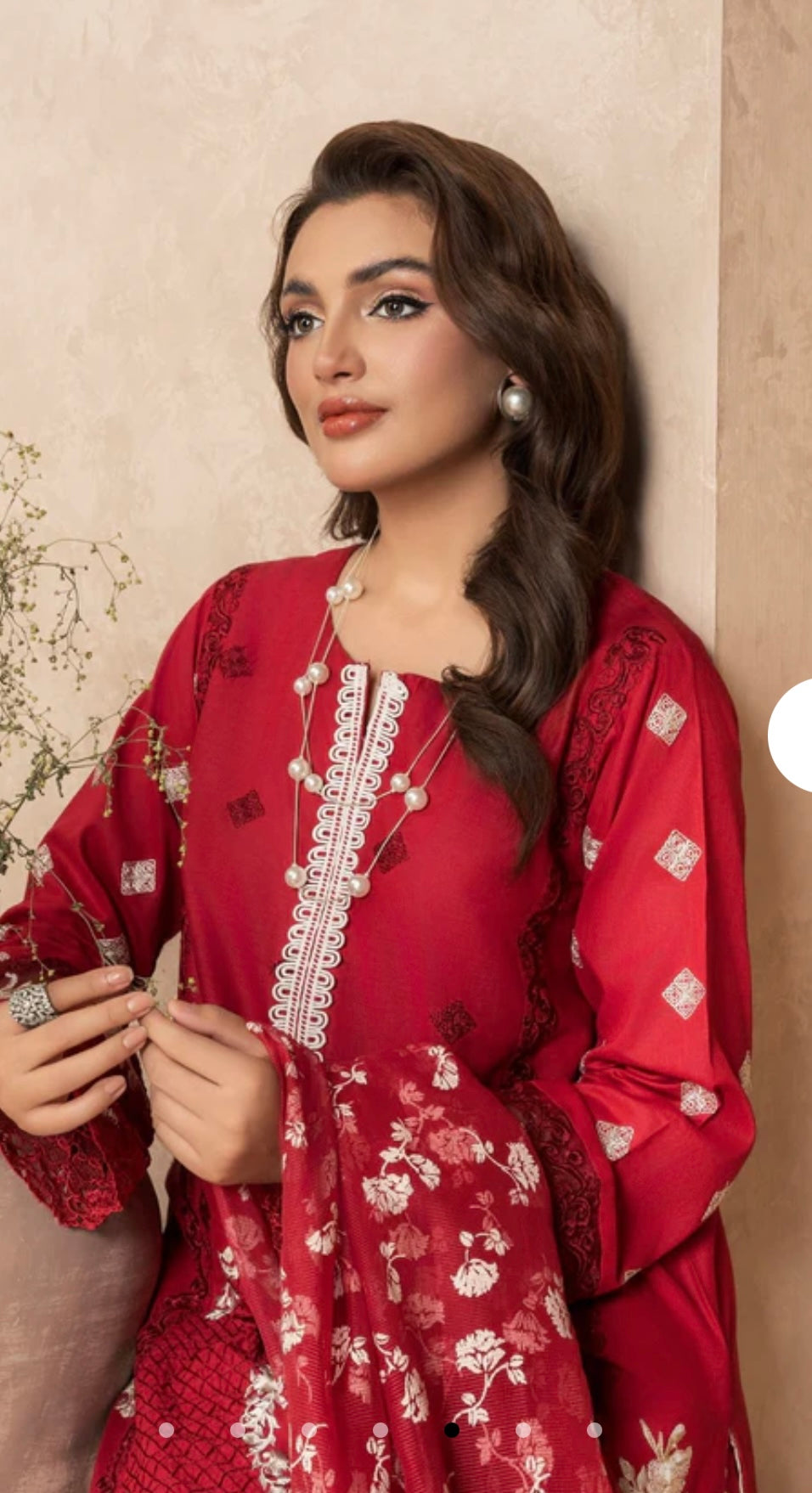 Red pakistani style heavy beautiful embroidered kurta set