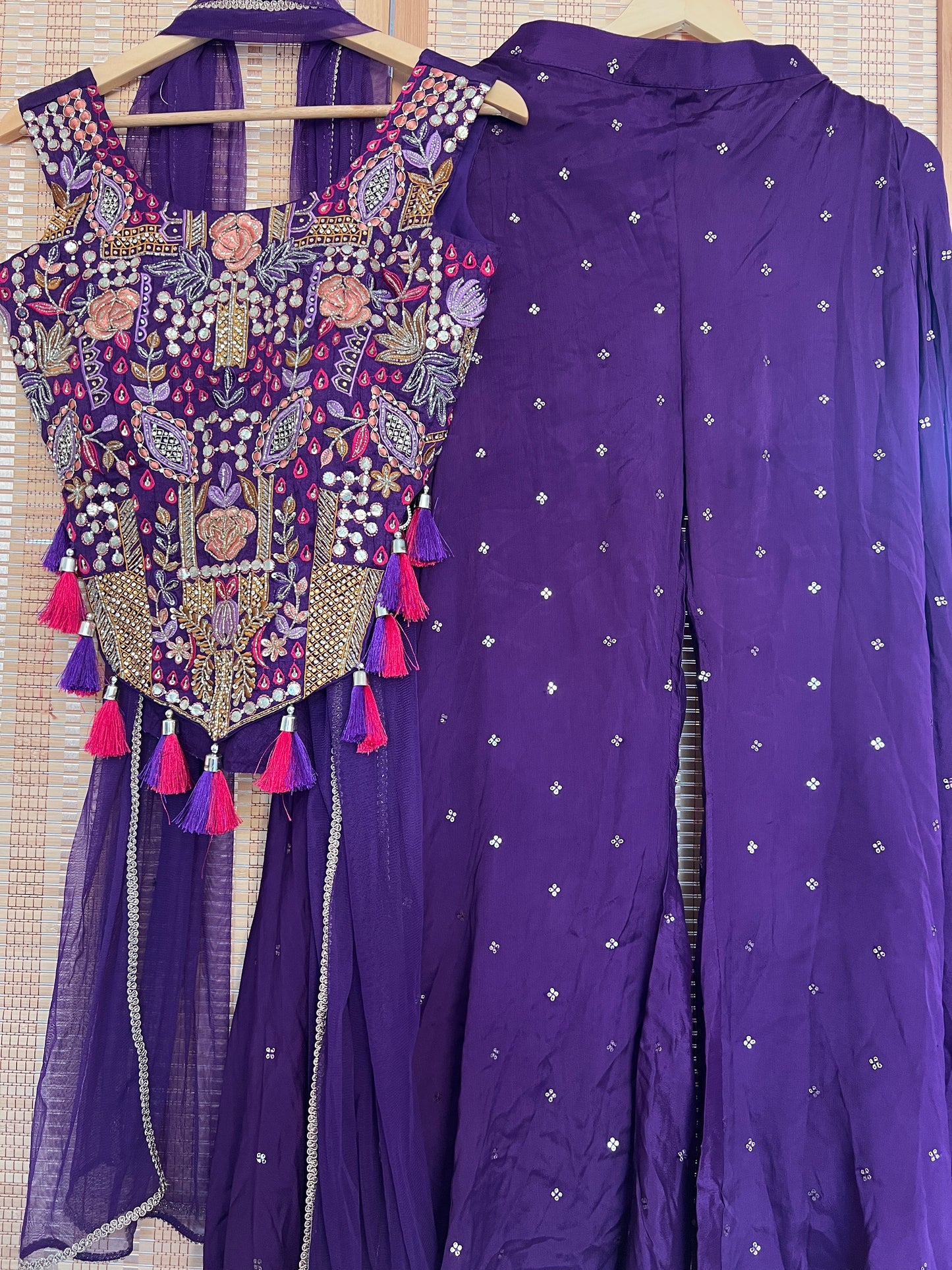 Purple heavy handwork indo western