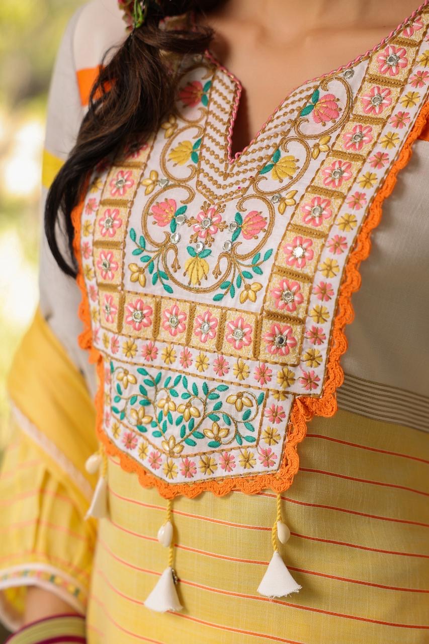 Yellow Beautiful cotton with tulip pant