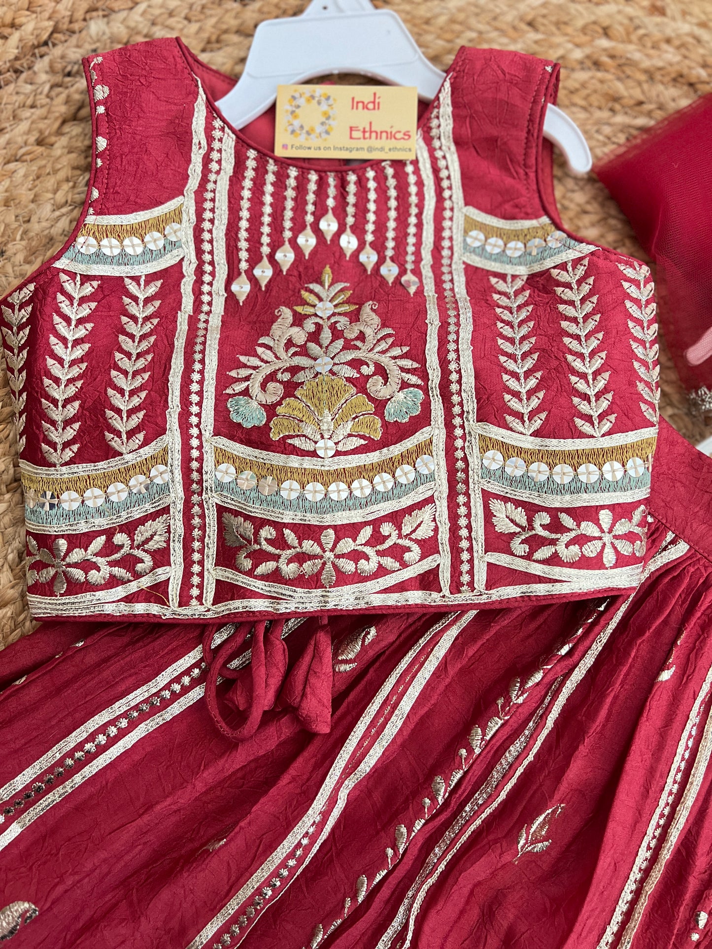 Girls Red heavy embroidered and sequence lehenga