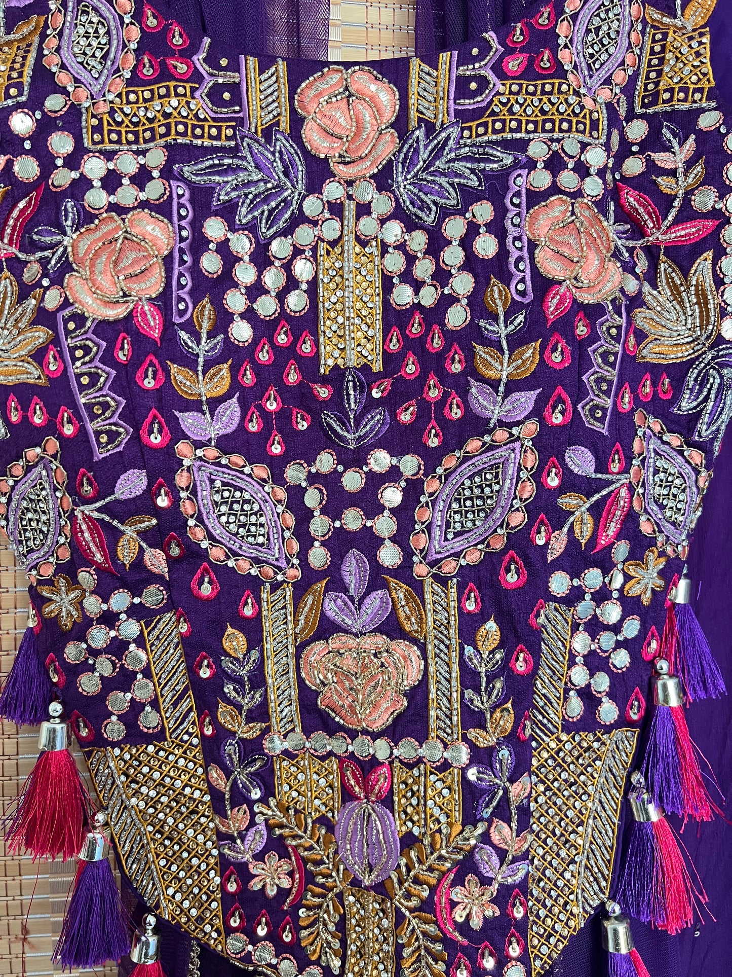 Purple heavy handwork indo western