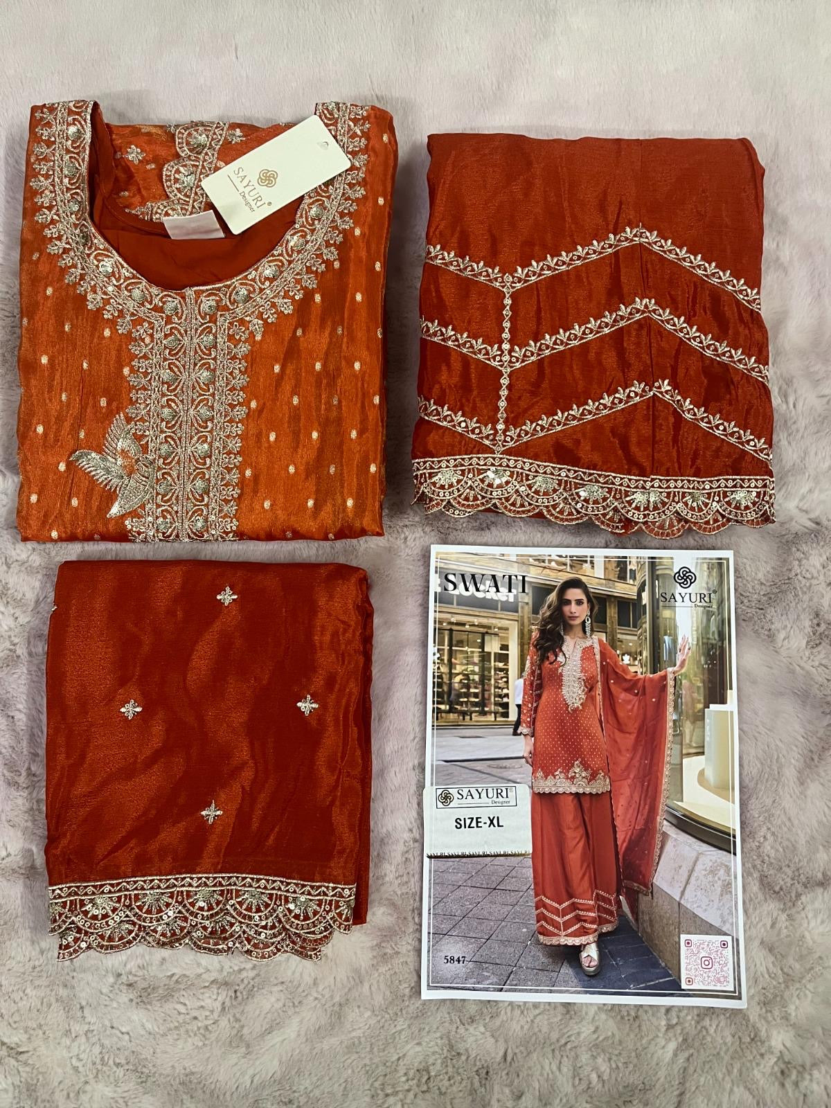 Rust orange stunning palazzo sharara suit