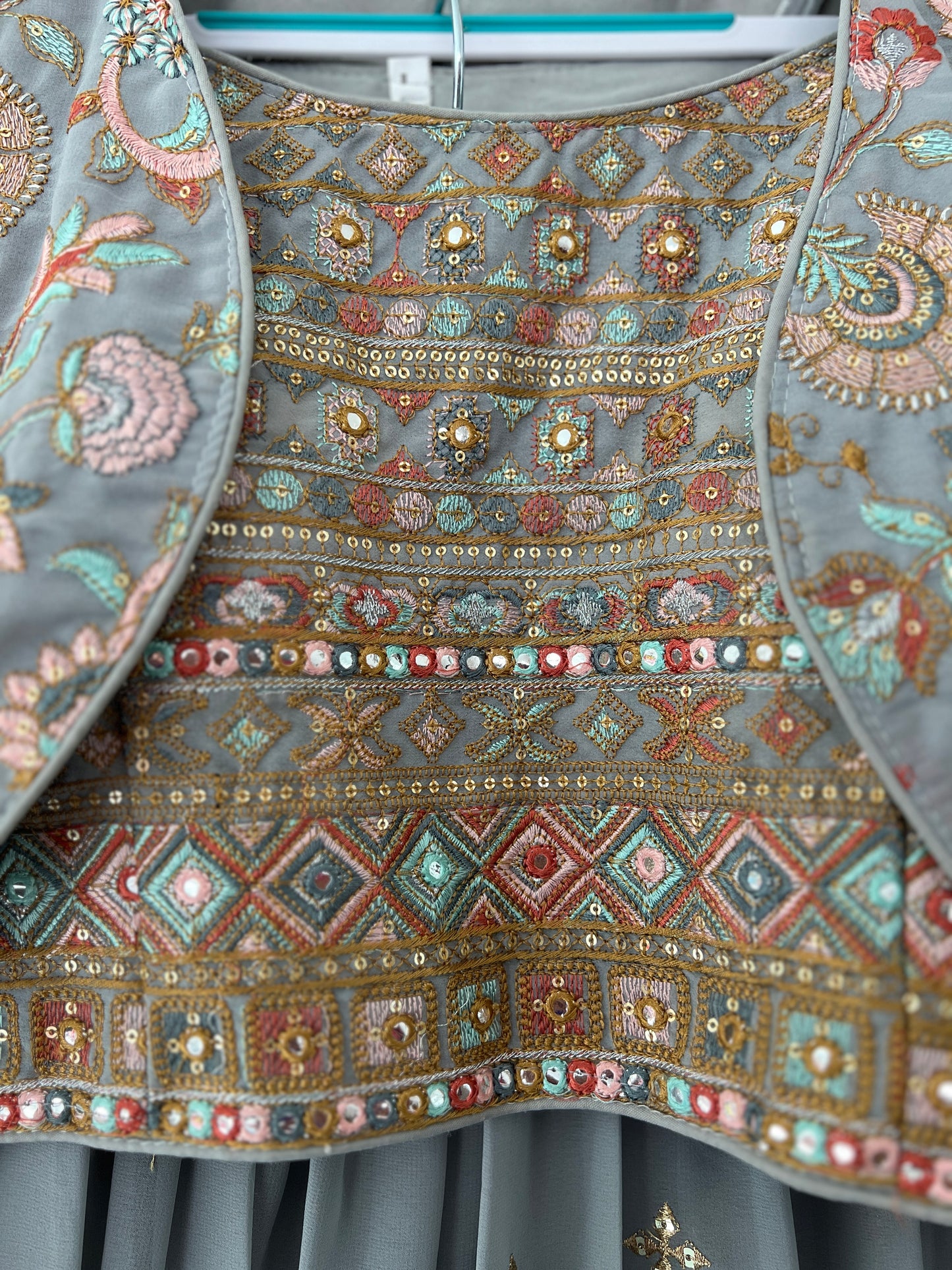 Grey embroidered lehenga choli