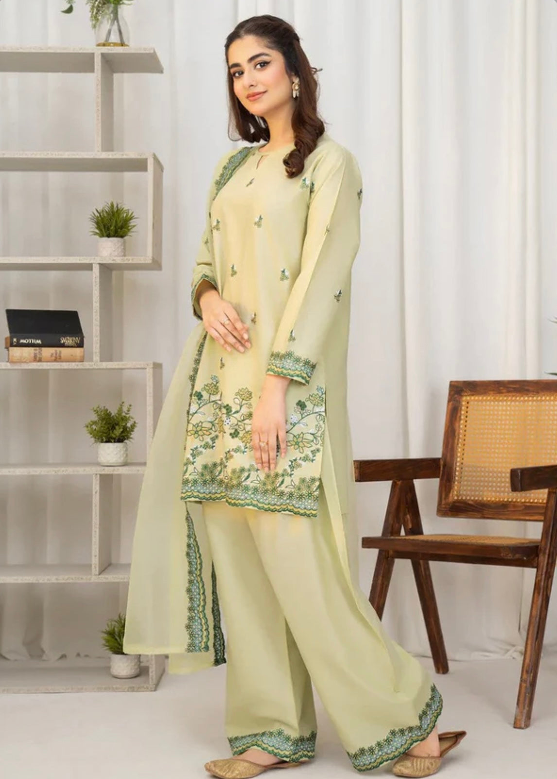 Pistachio farshi salwar suit with beautiful embroidery