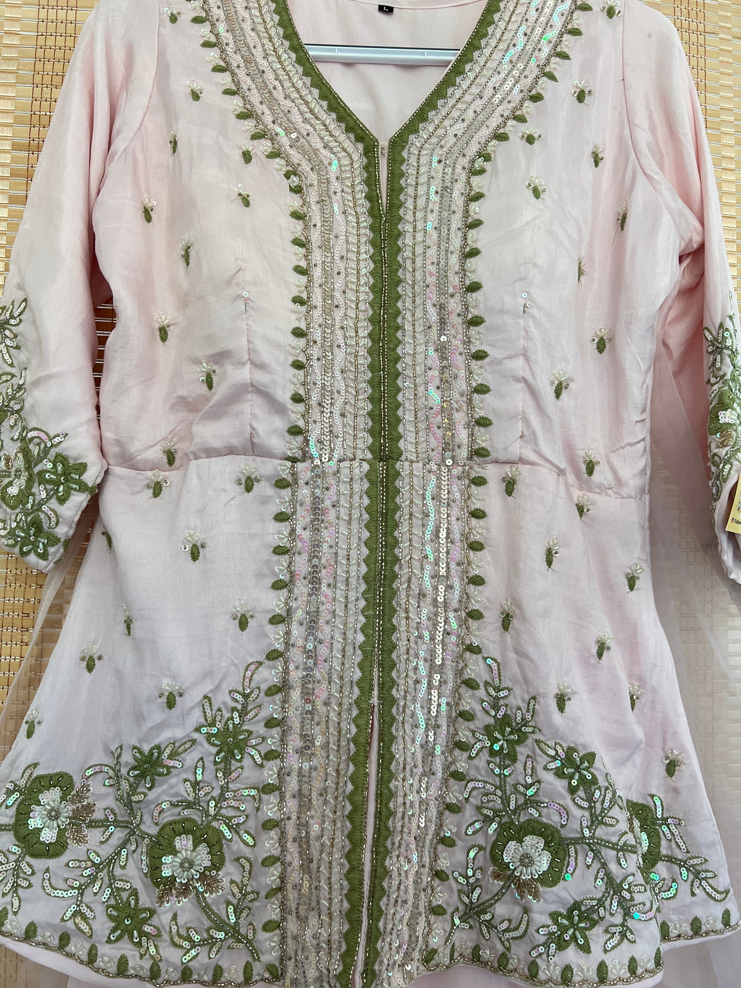 Baby pink designer heavy handwork sharara set
