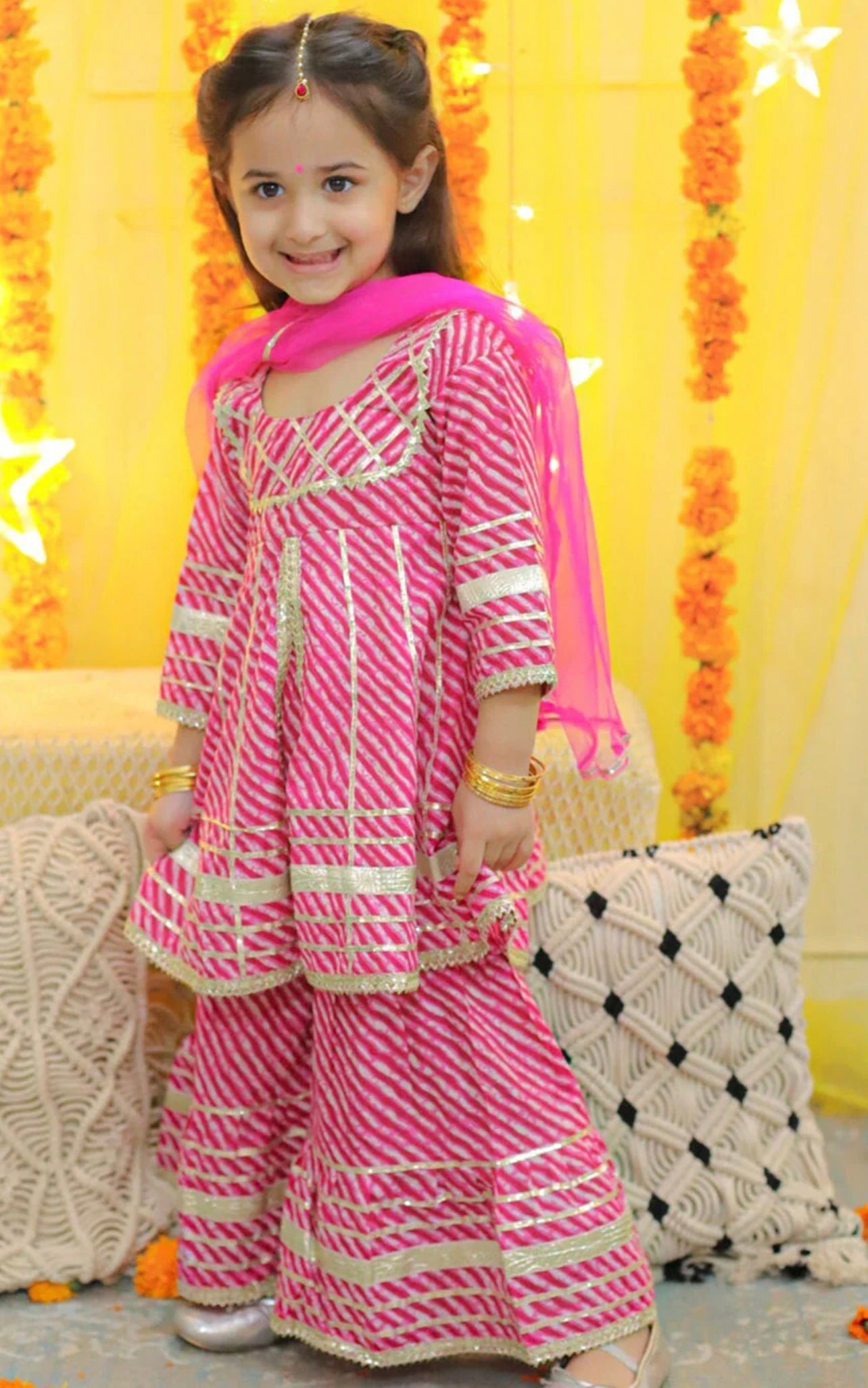 Pink pure cotton sharara set