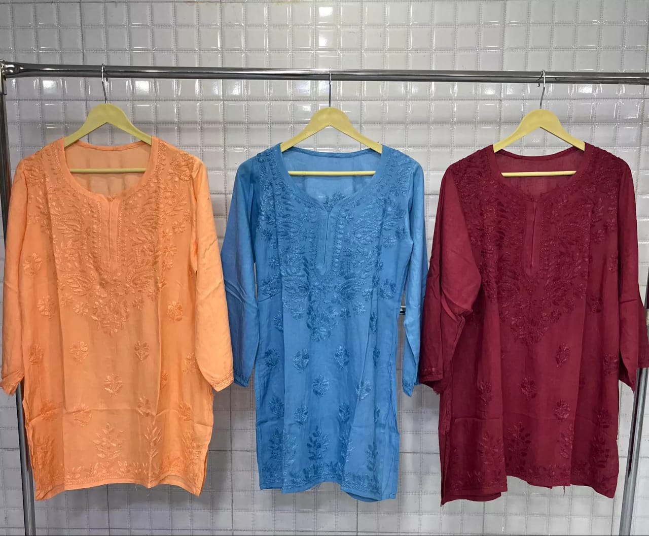Chikankari pure modal short kurtis