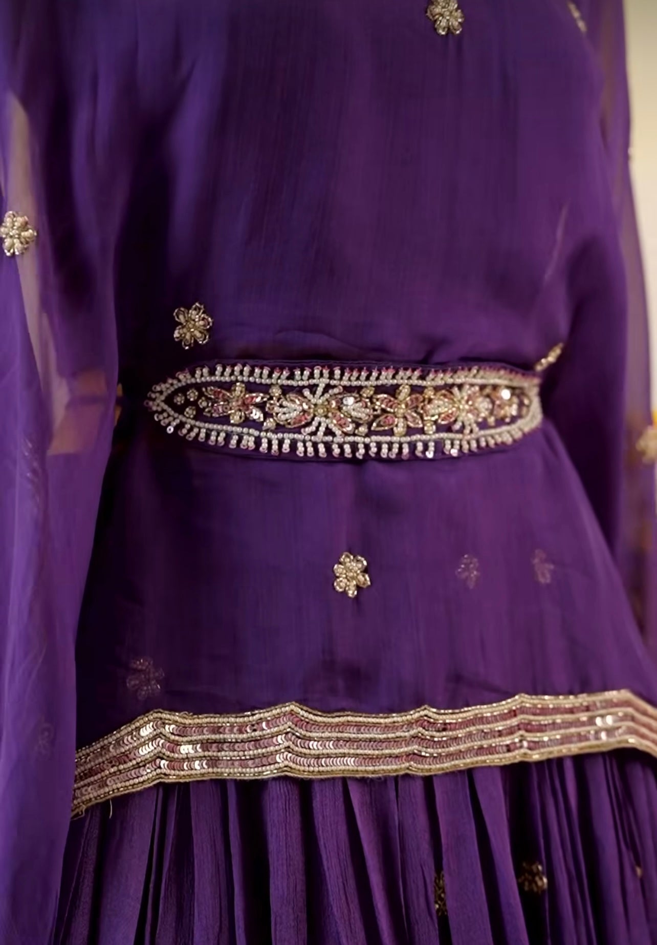 Purple Heavy handwork fusion co-ord set
