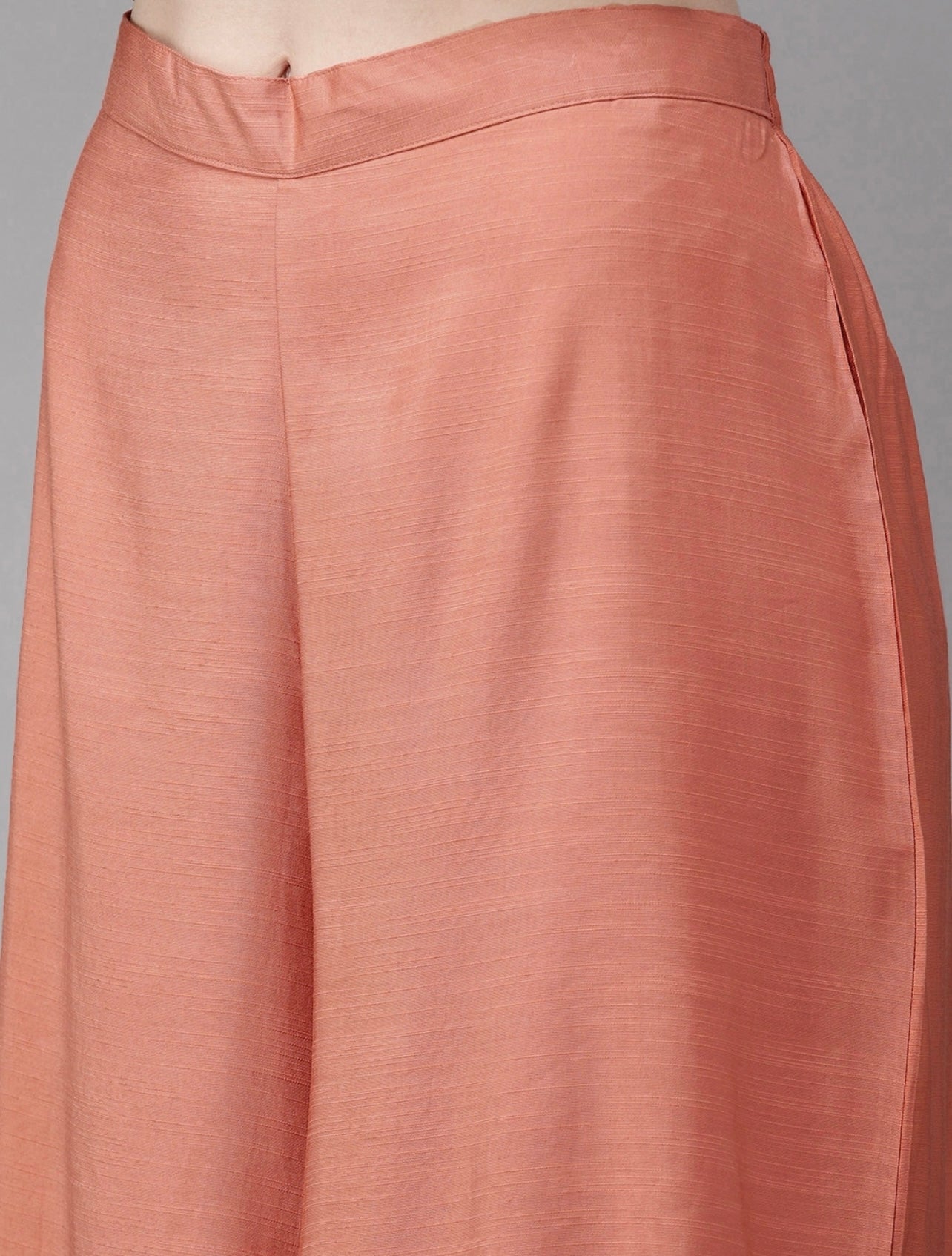 Peach Floral Embroidered Top with Palazzo and Shrug set
