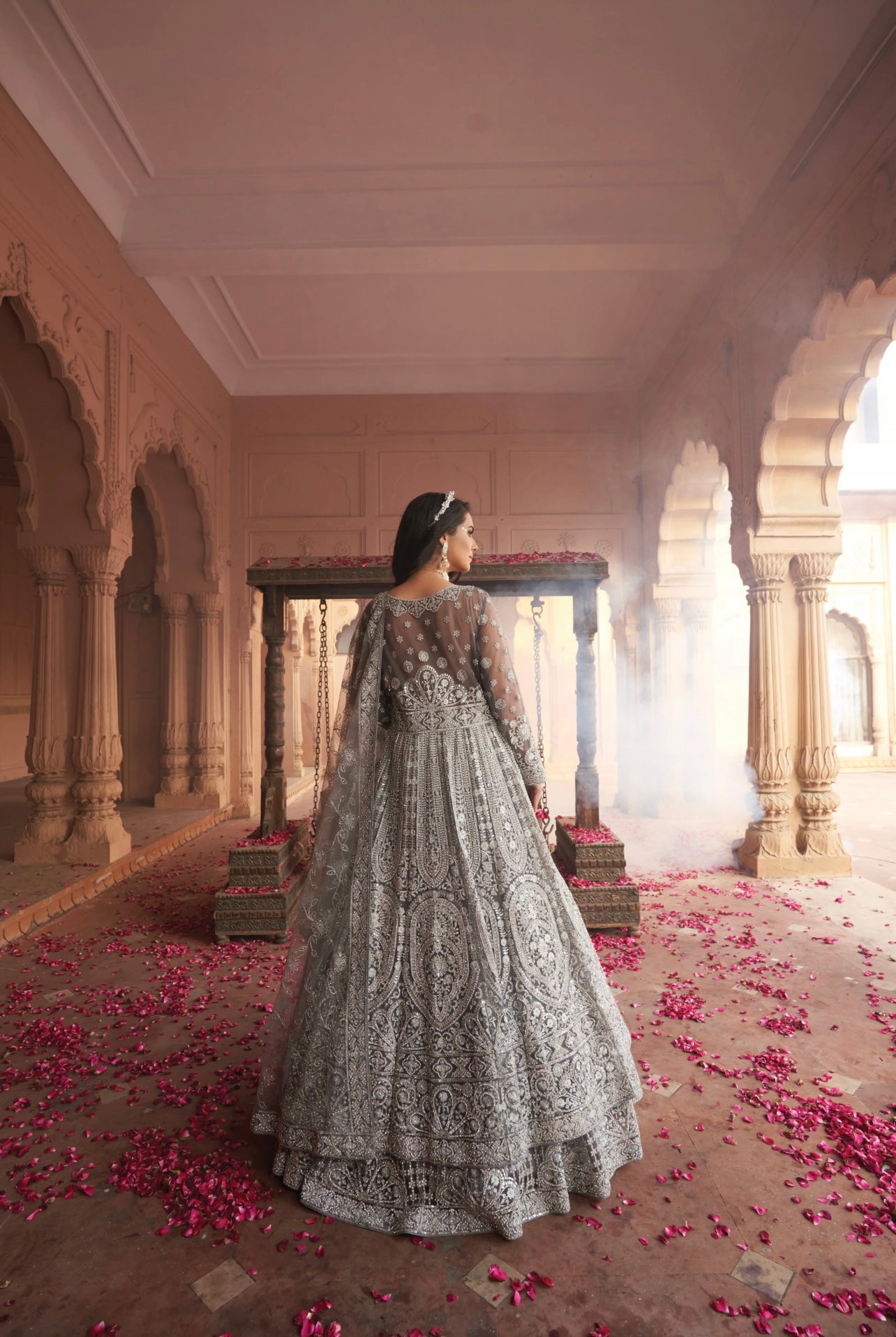 Grey Heavy embellished partywear Gown