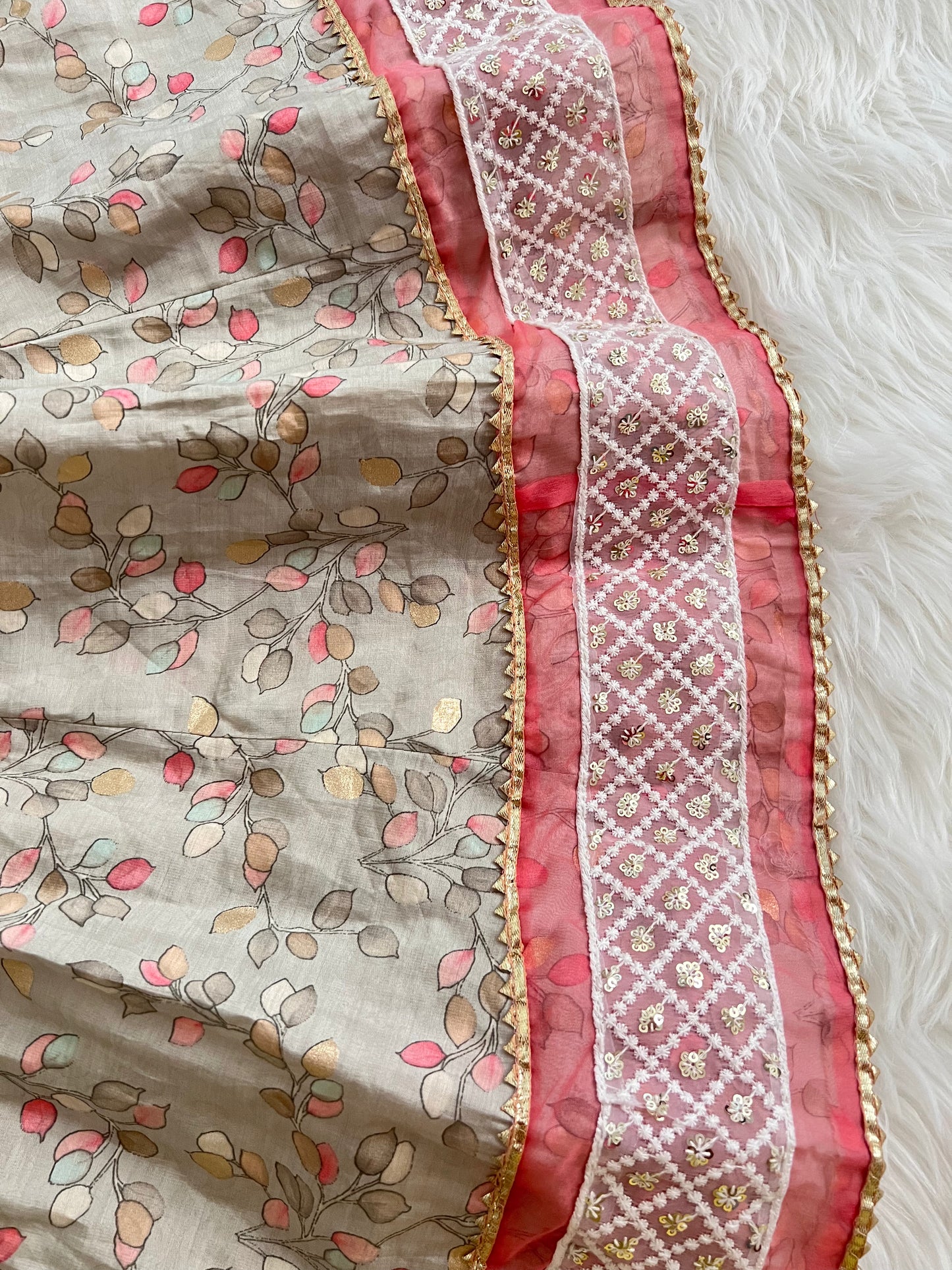 Grey and Pink Beautiful handwork Anarkali Kurta set